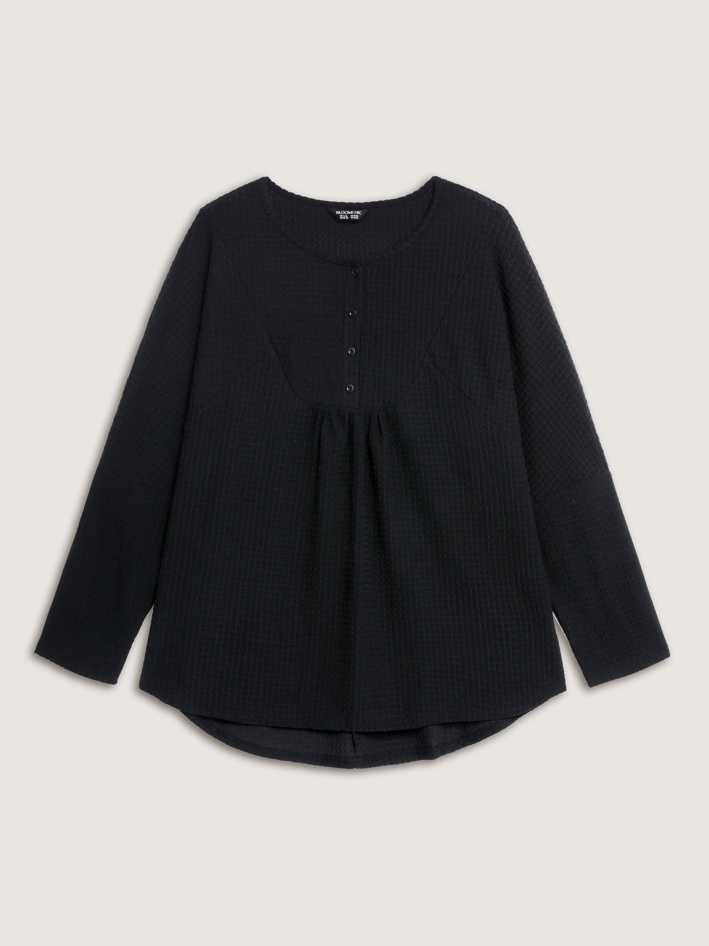 Textured Button Placket Knit Top