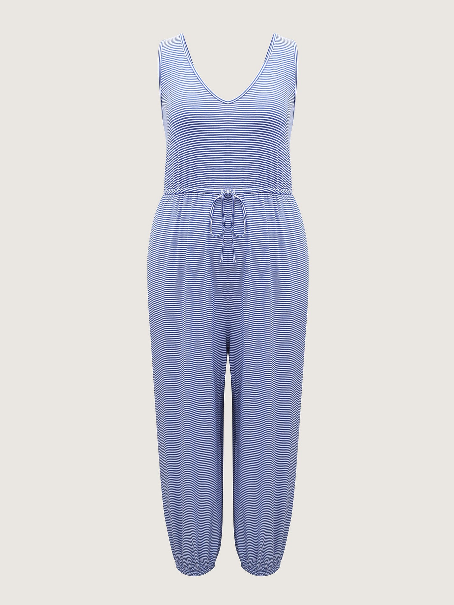 Stripe Print Stretchy Hem Cami Jumpsuit