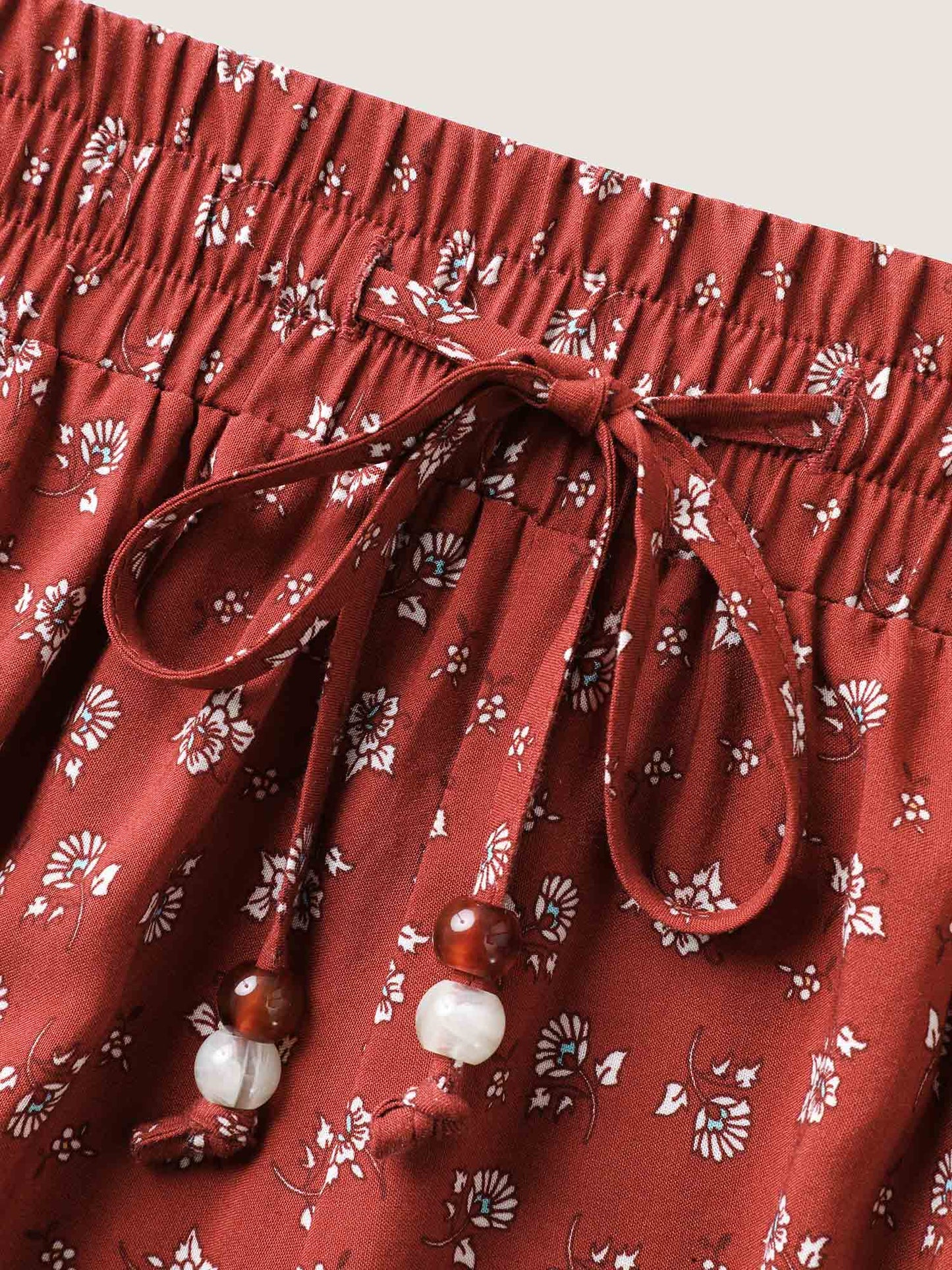 Stretchy Waist Floral Wide-Leg Shorts