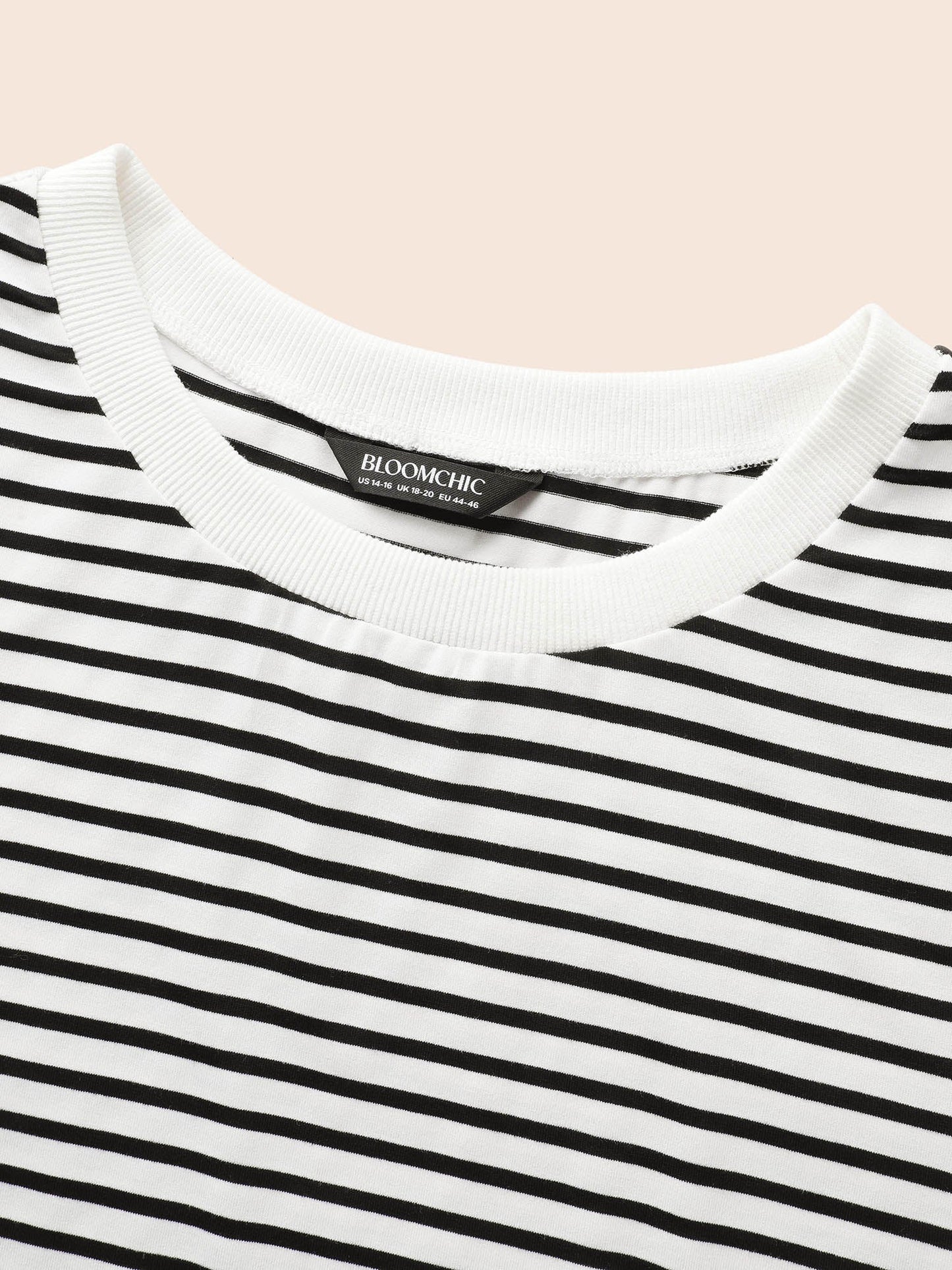 Striped Crew Neck Rib Knit T-shirt