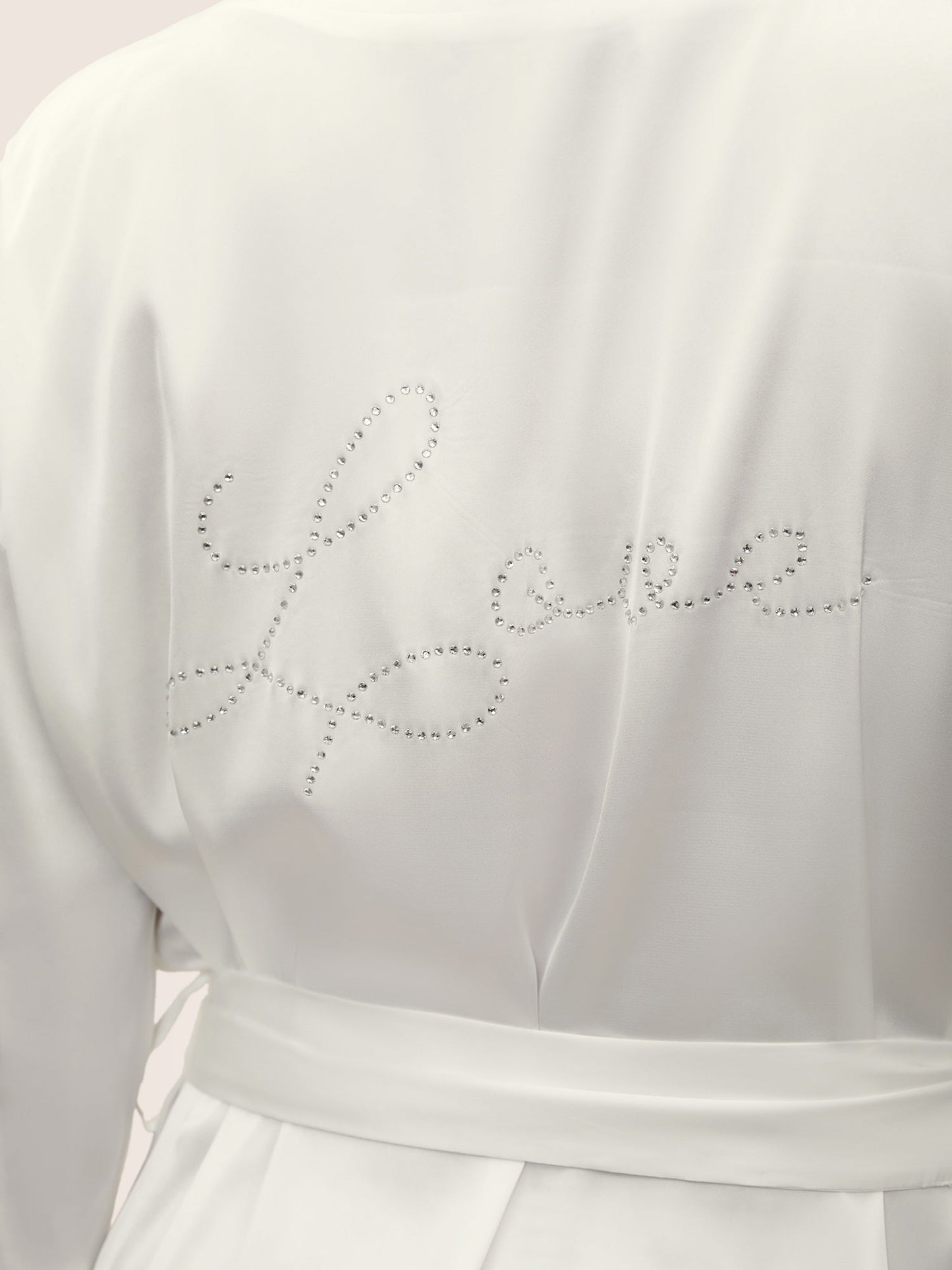 Solid Rhinestone Flutter Sleeve Belted Robe