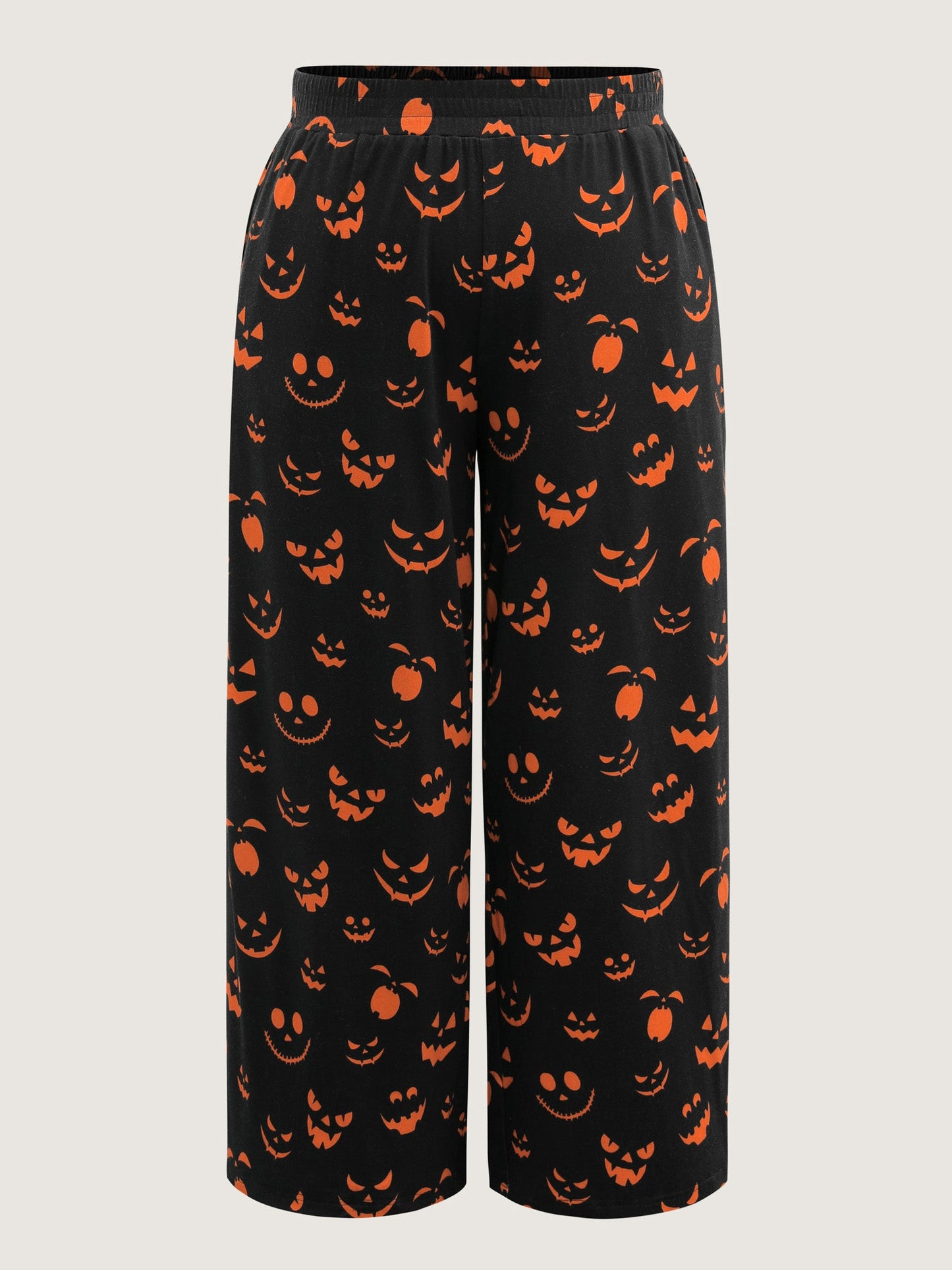 Carved Pumpkin Halloween Wide-Leg Pants