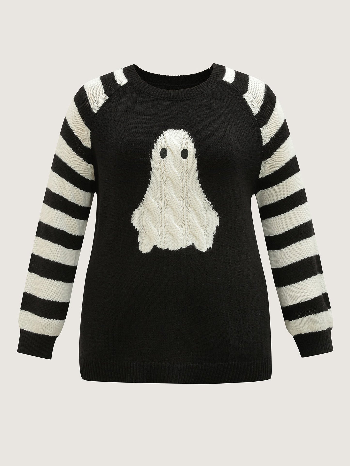 Hey Ghost Raglan Stripe Sleeve Pullover