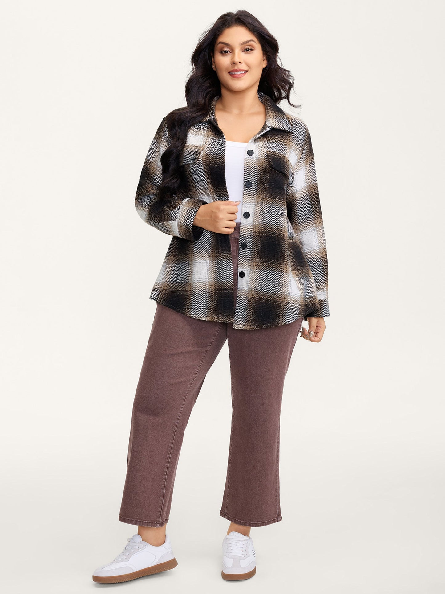 Plaid Print Button-Down Jacket