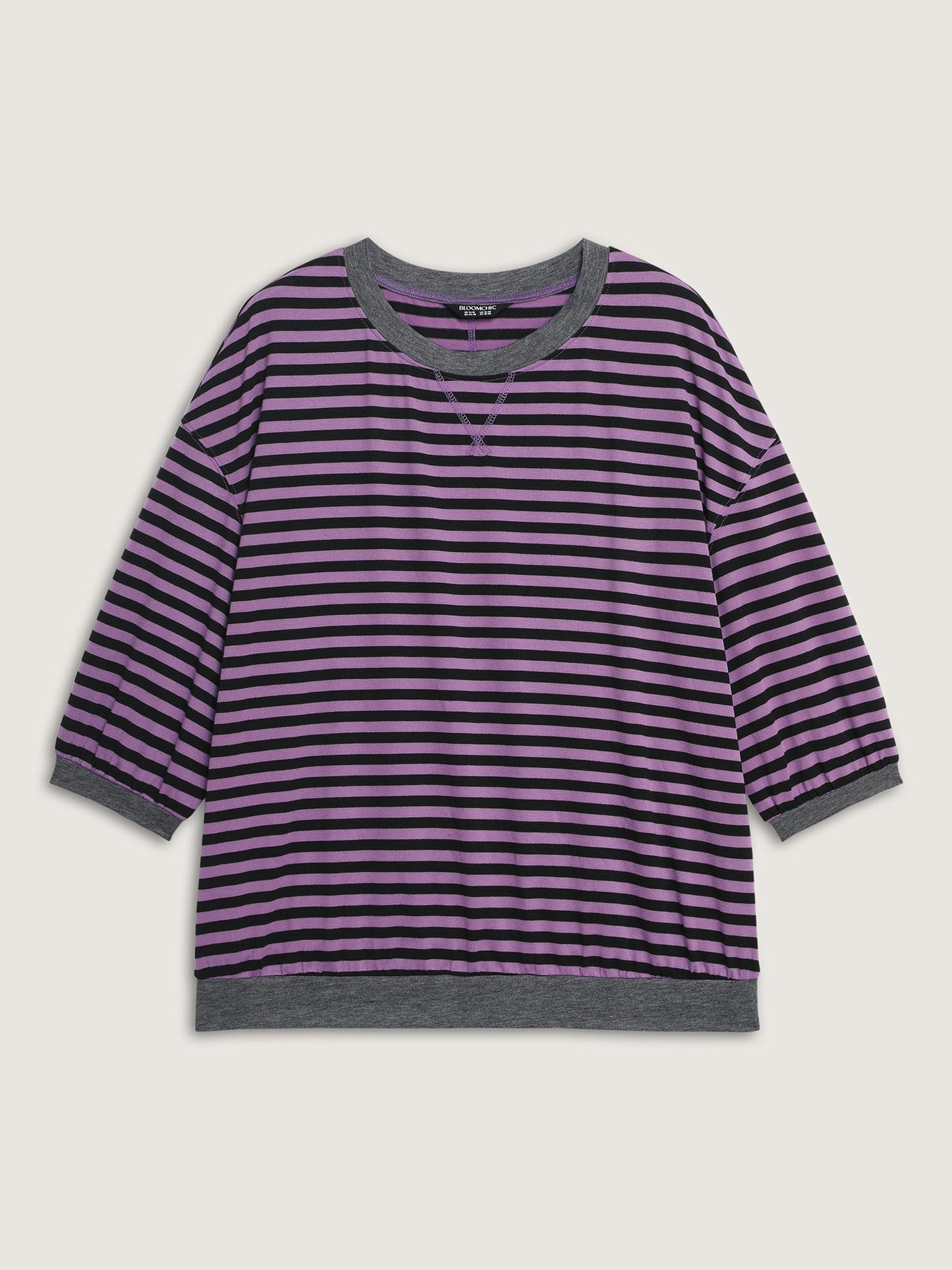 Stripe Color Contrast Stretchy T-Shirt