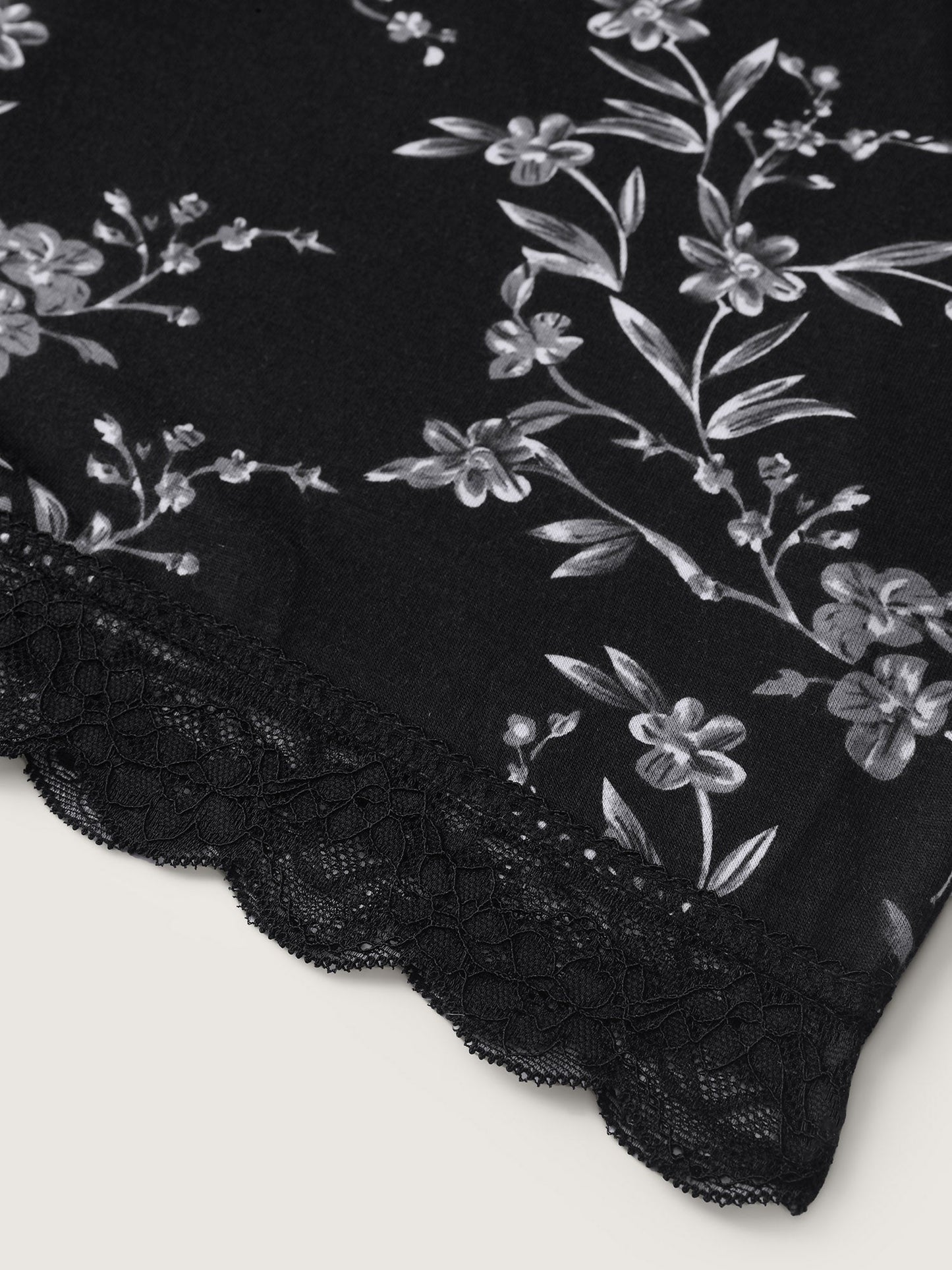 Romantic Floral Print Lace Lounge Bottoms