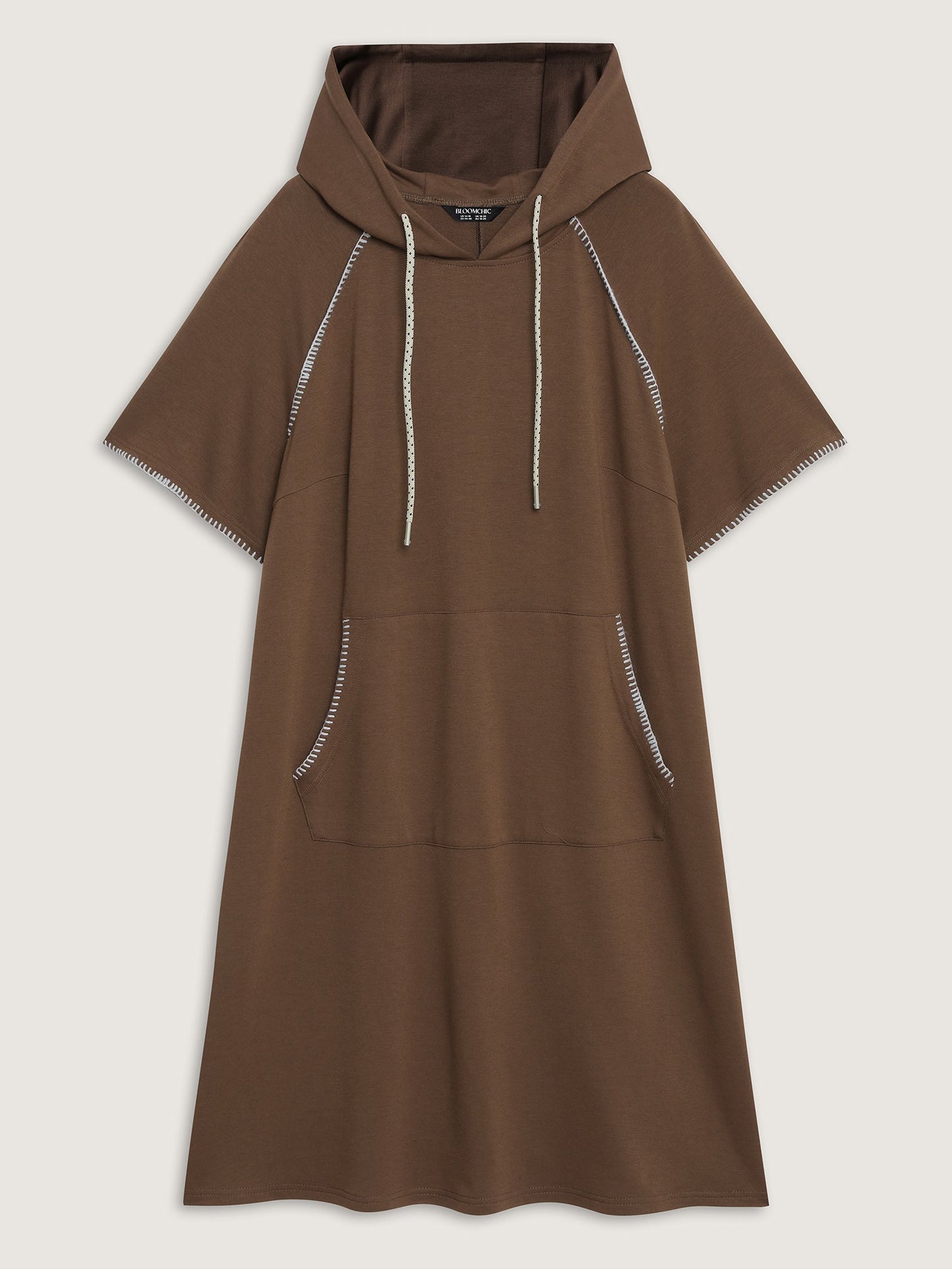Kangaroo Pockets Contrast Edges Hoodie Knit Dress