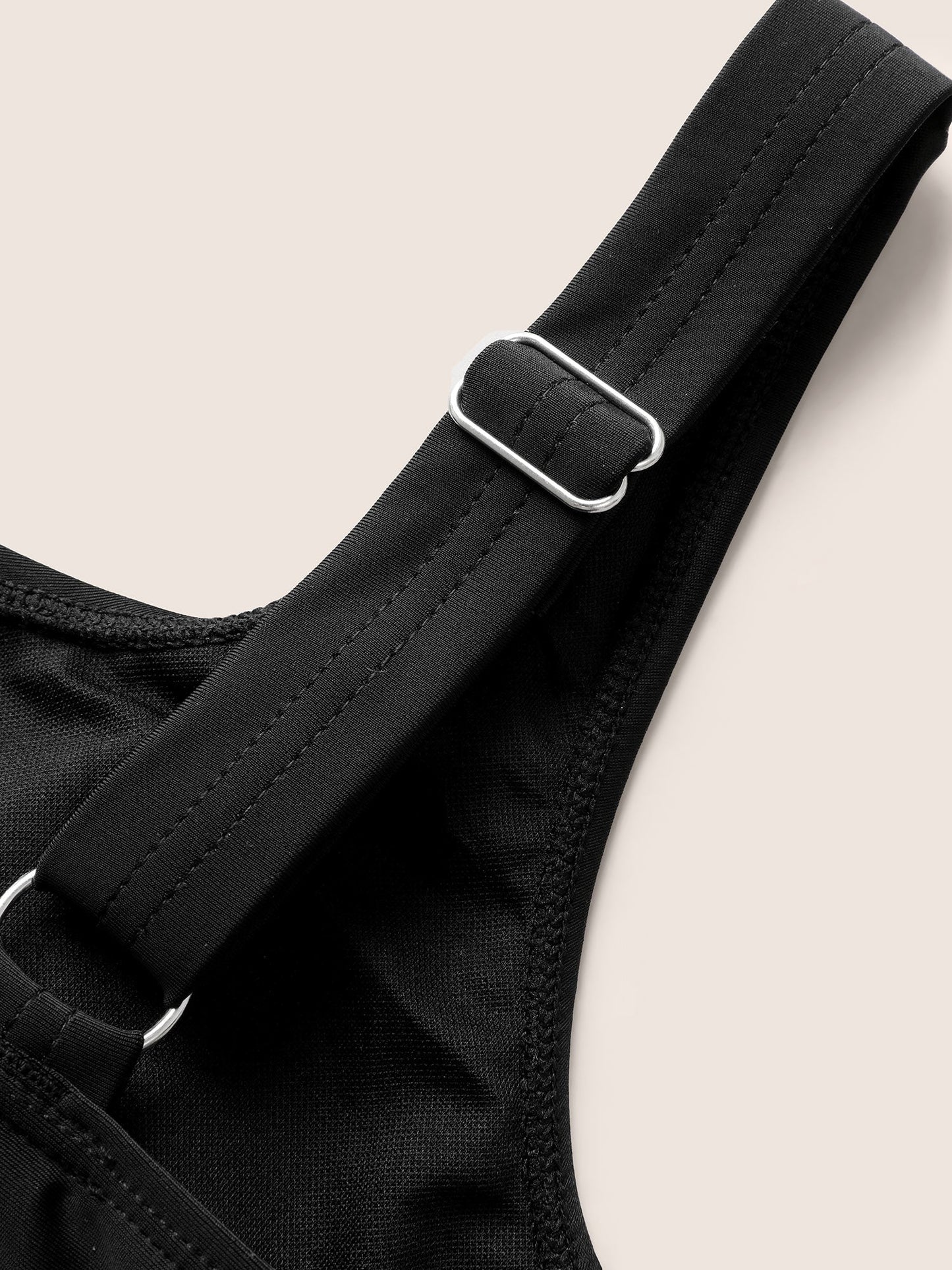 Solid Square Neck Adjustable Straps Swim Top