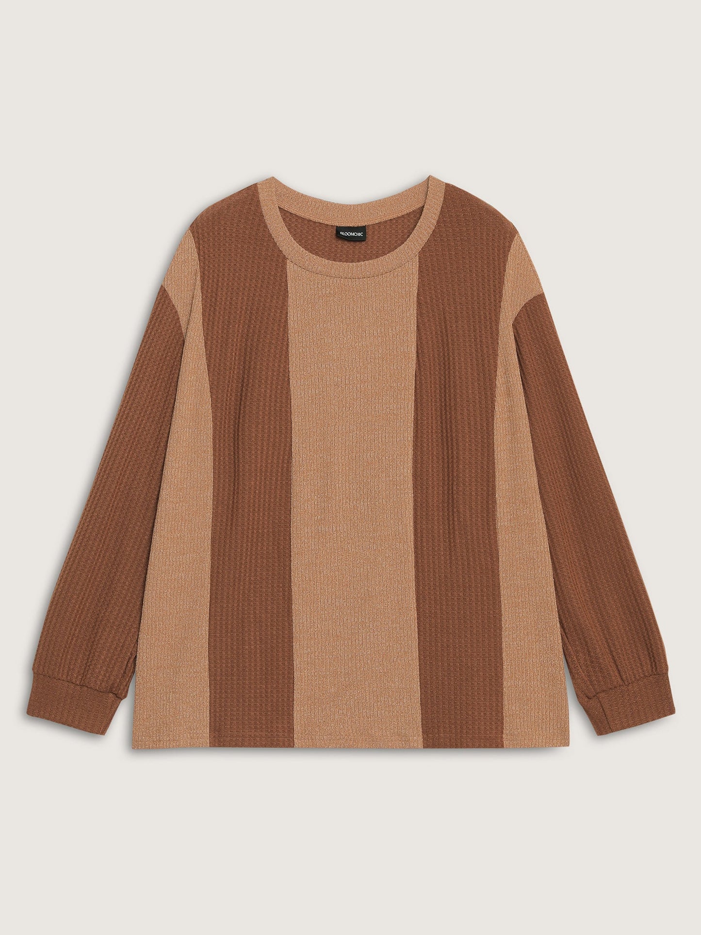 Color Stripe Relaxed Fit Round Neck Sweatshirt