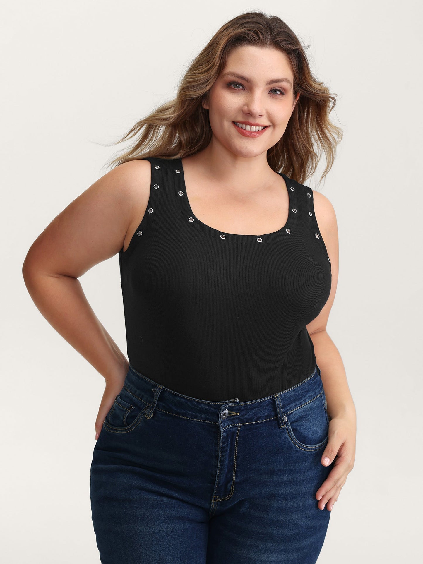 Loop Scoop Neckline Detail Tank Top