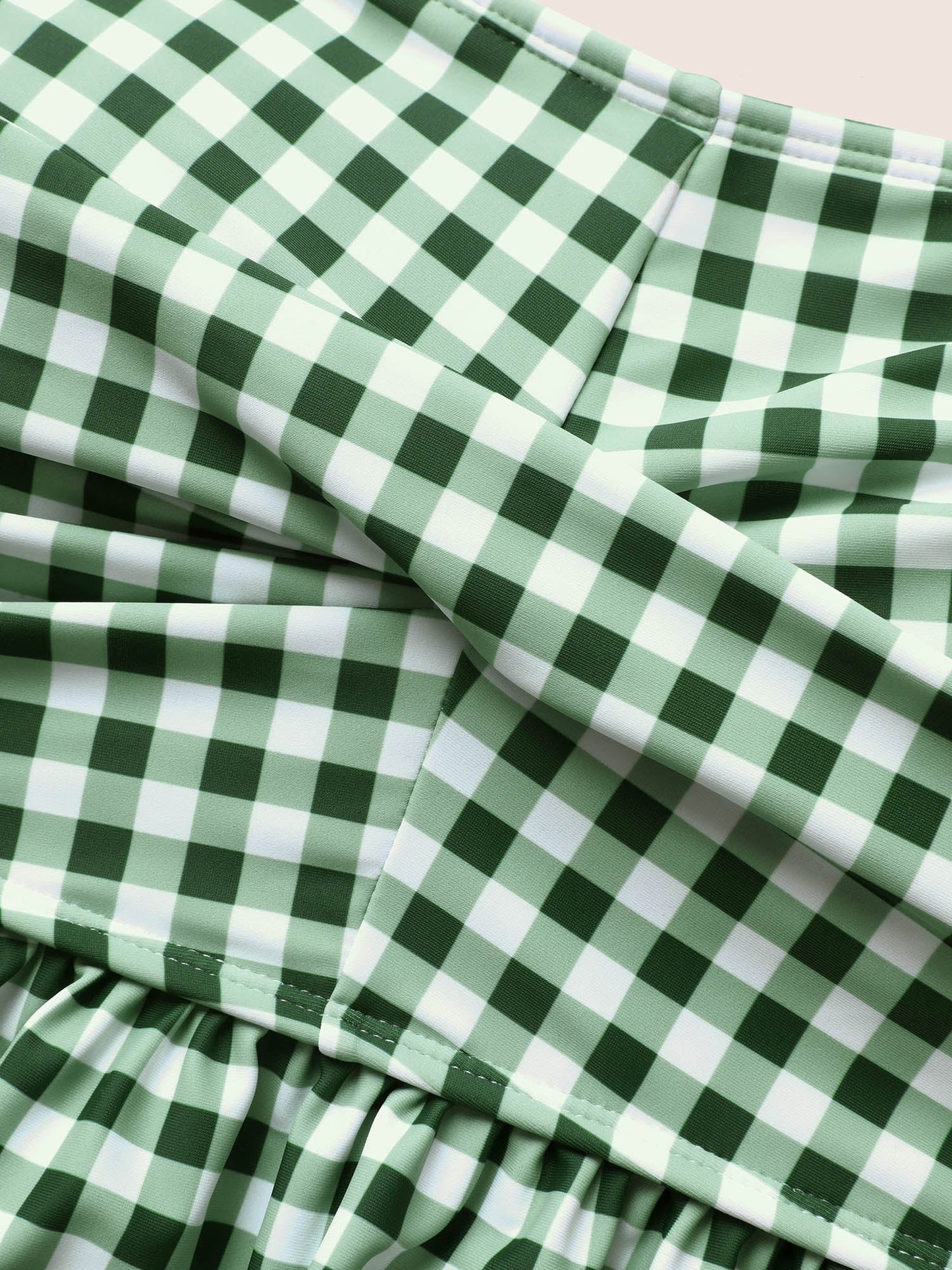 Gingham Twist Front Adjustable Straps Swim Top