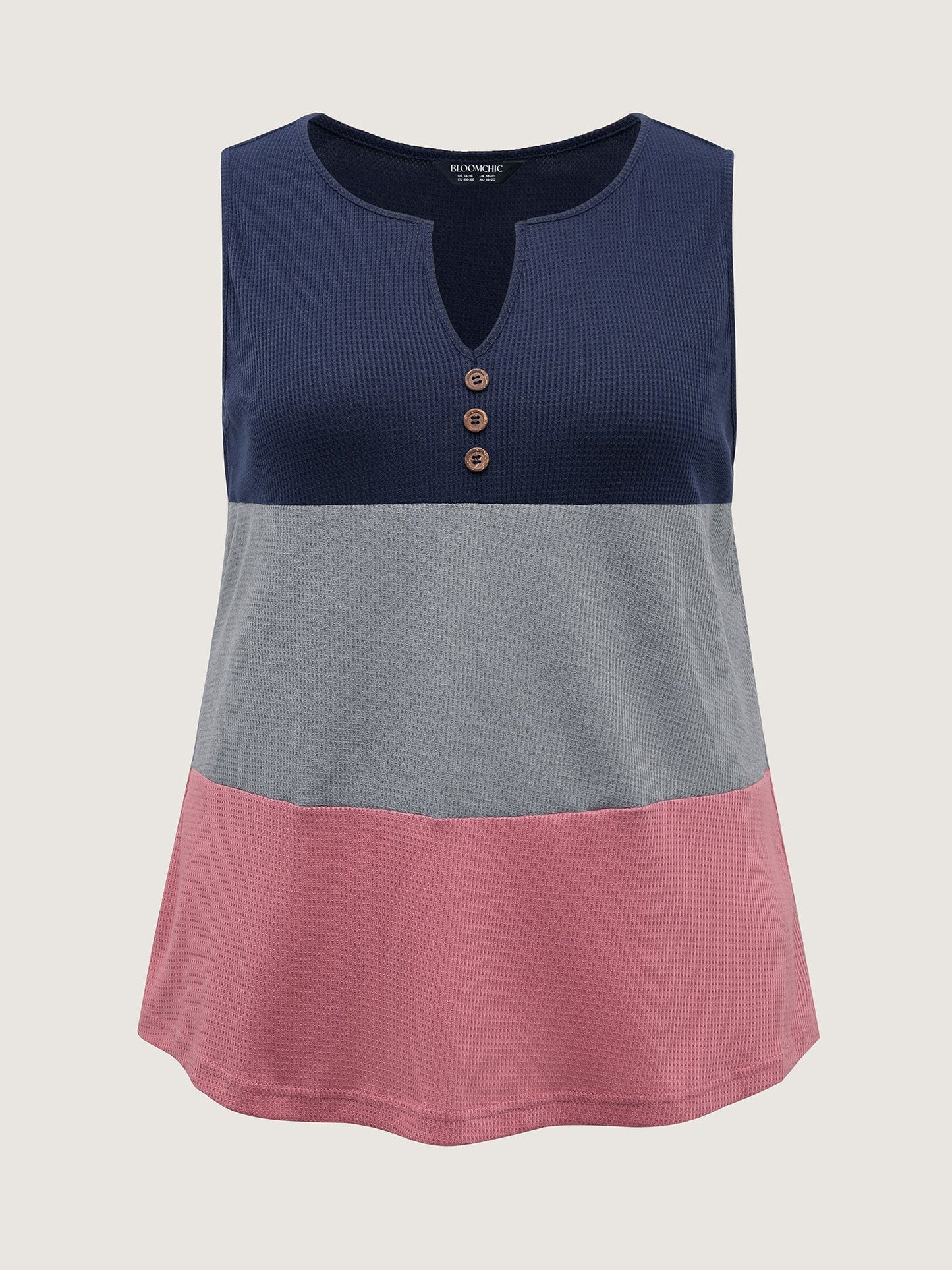 Colorful Stripes Textured Button Tank Top