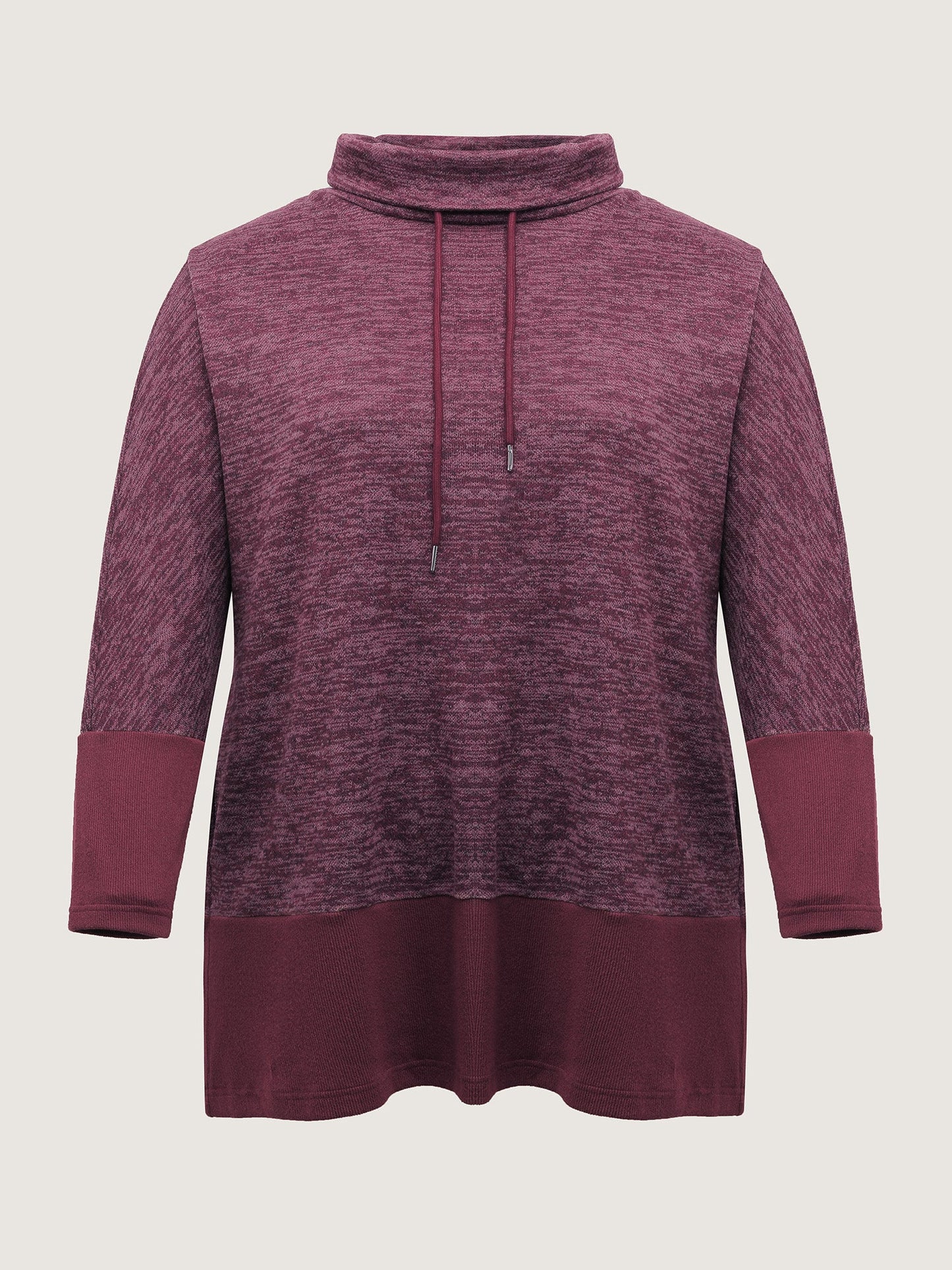 Heather Texture High-Neck Contrast Sweatshirt