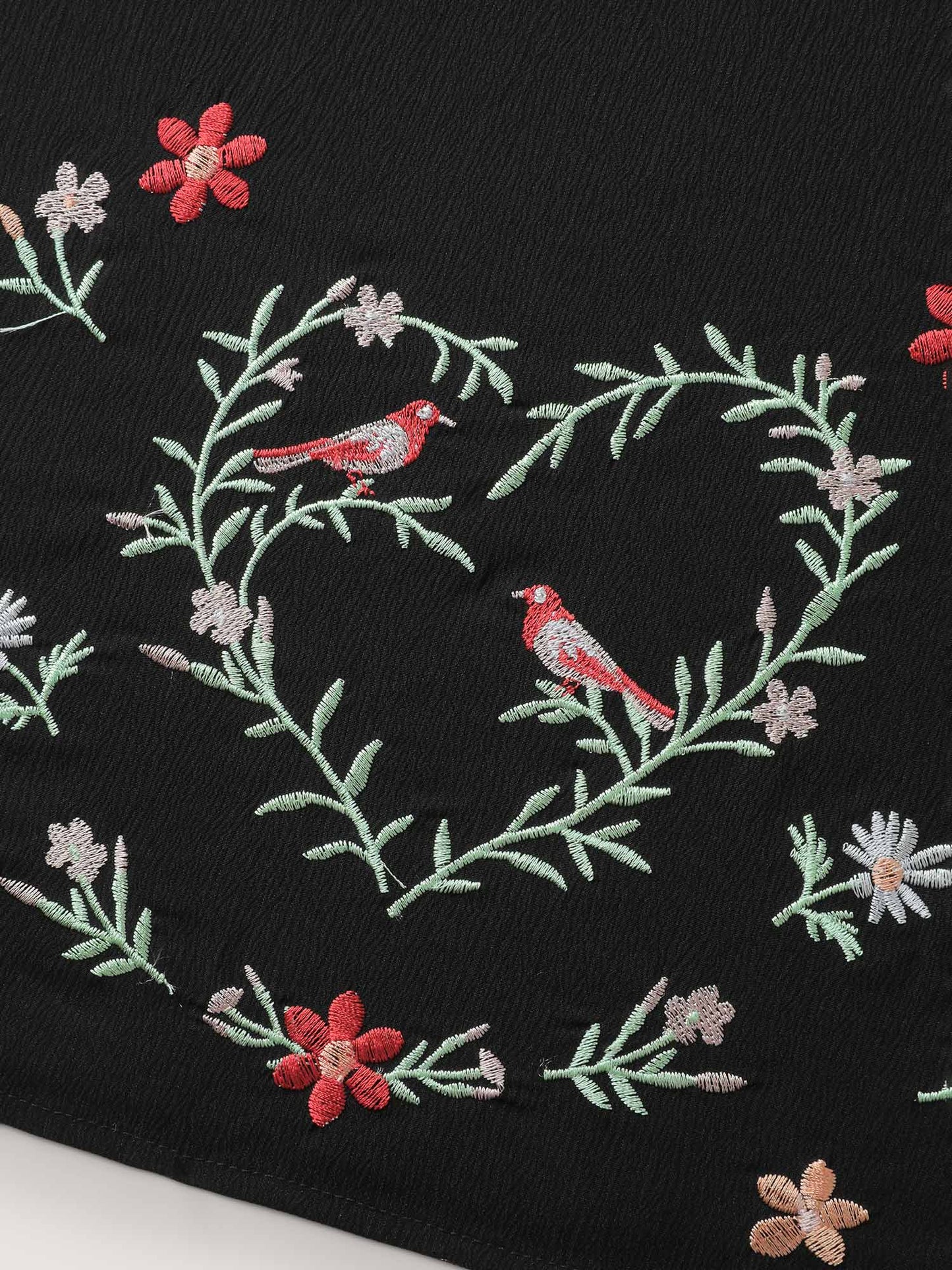 Floral Embroidery Puff Sleeve Midi Dress