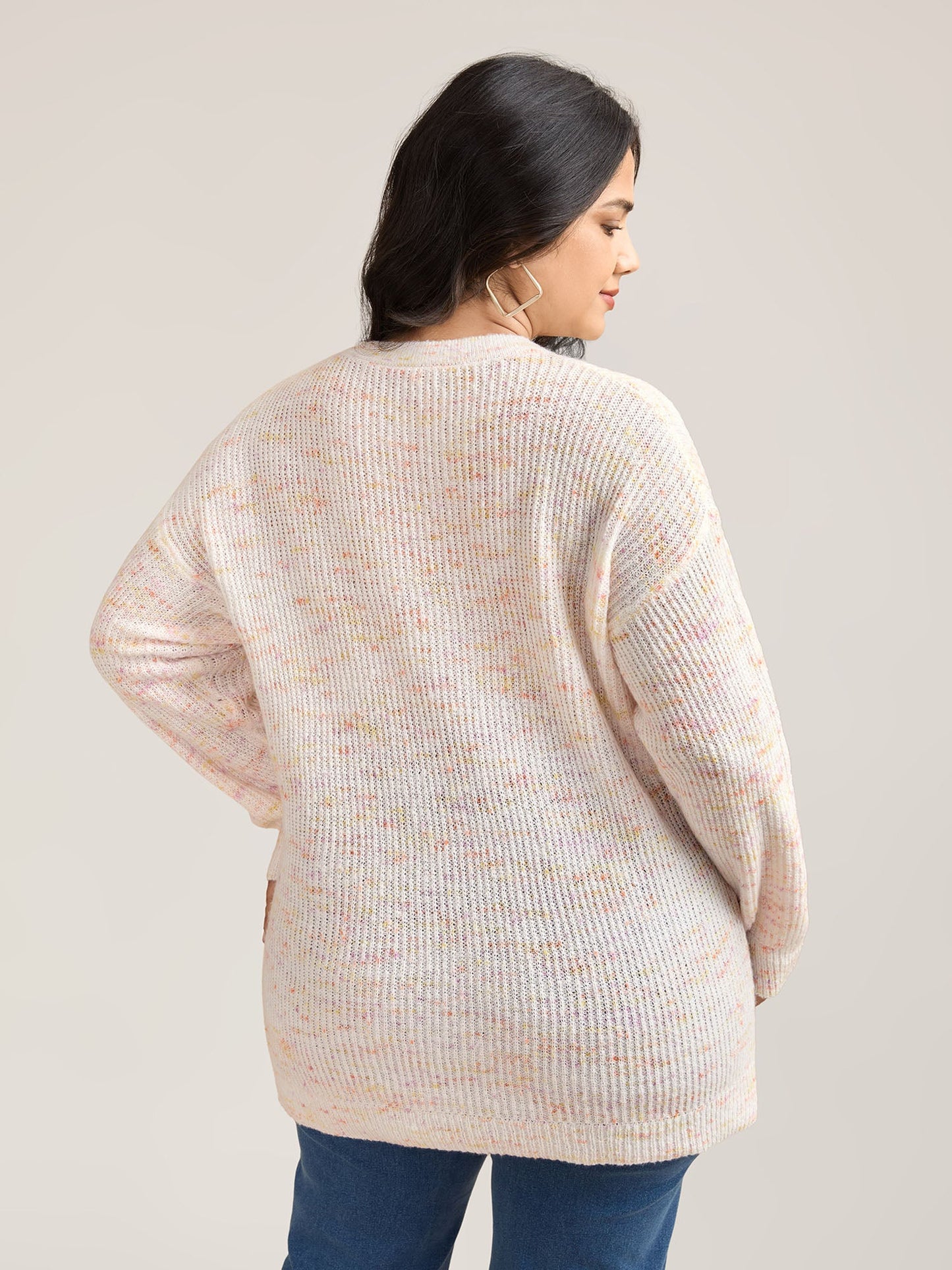 Ribbed Texture V-Neck Fitted Pullover