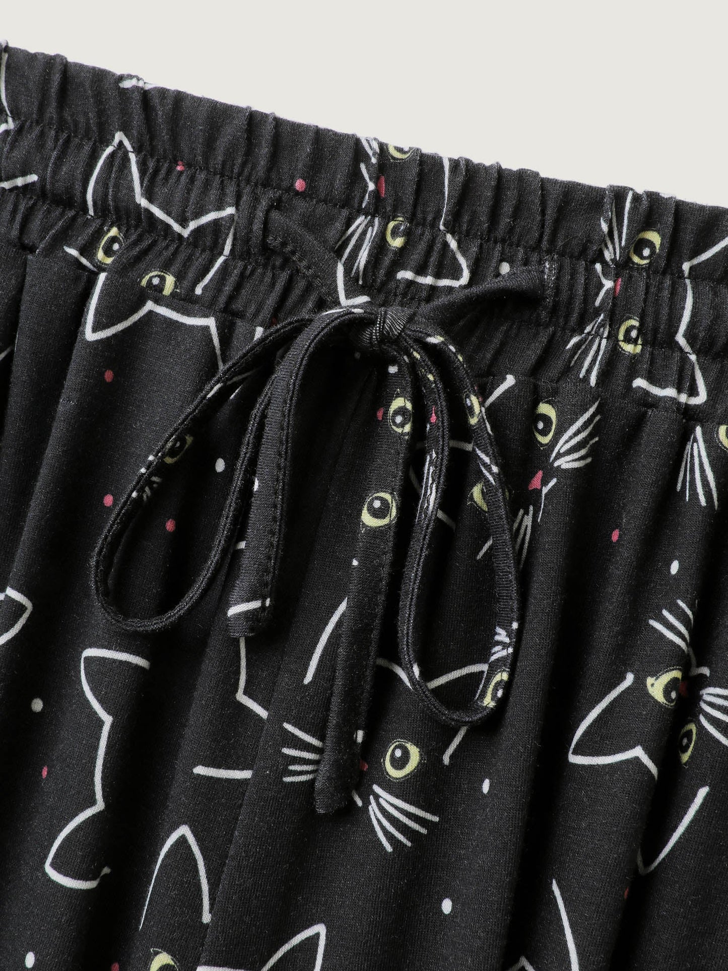 Meow Halloween Print Wide-Leg Lounge Pants