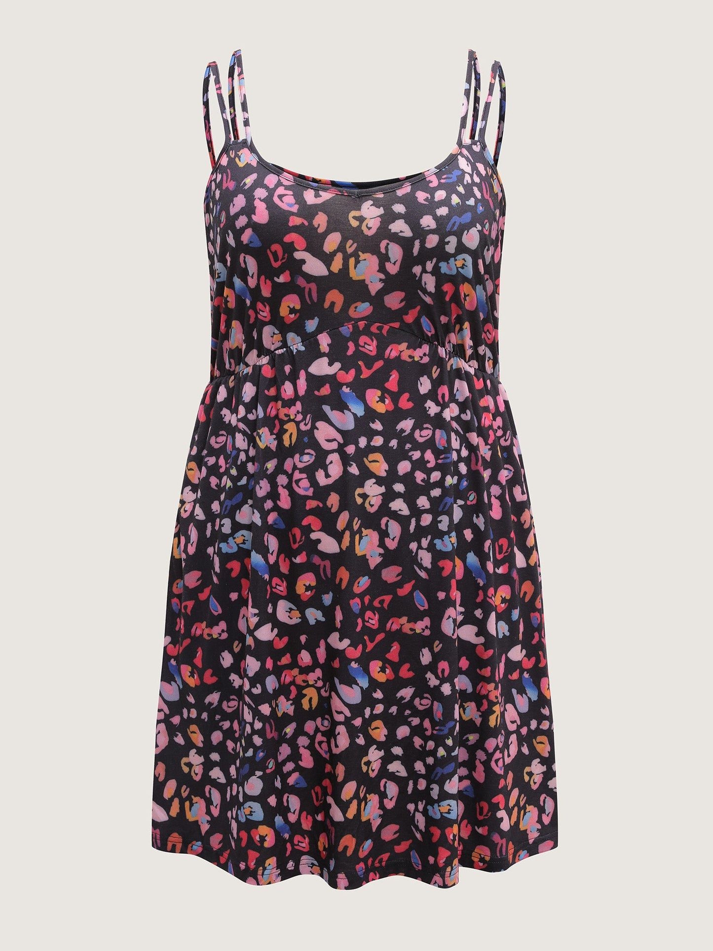 Colorful Leopard Print Double Strap Sleep Dress