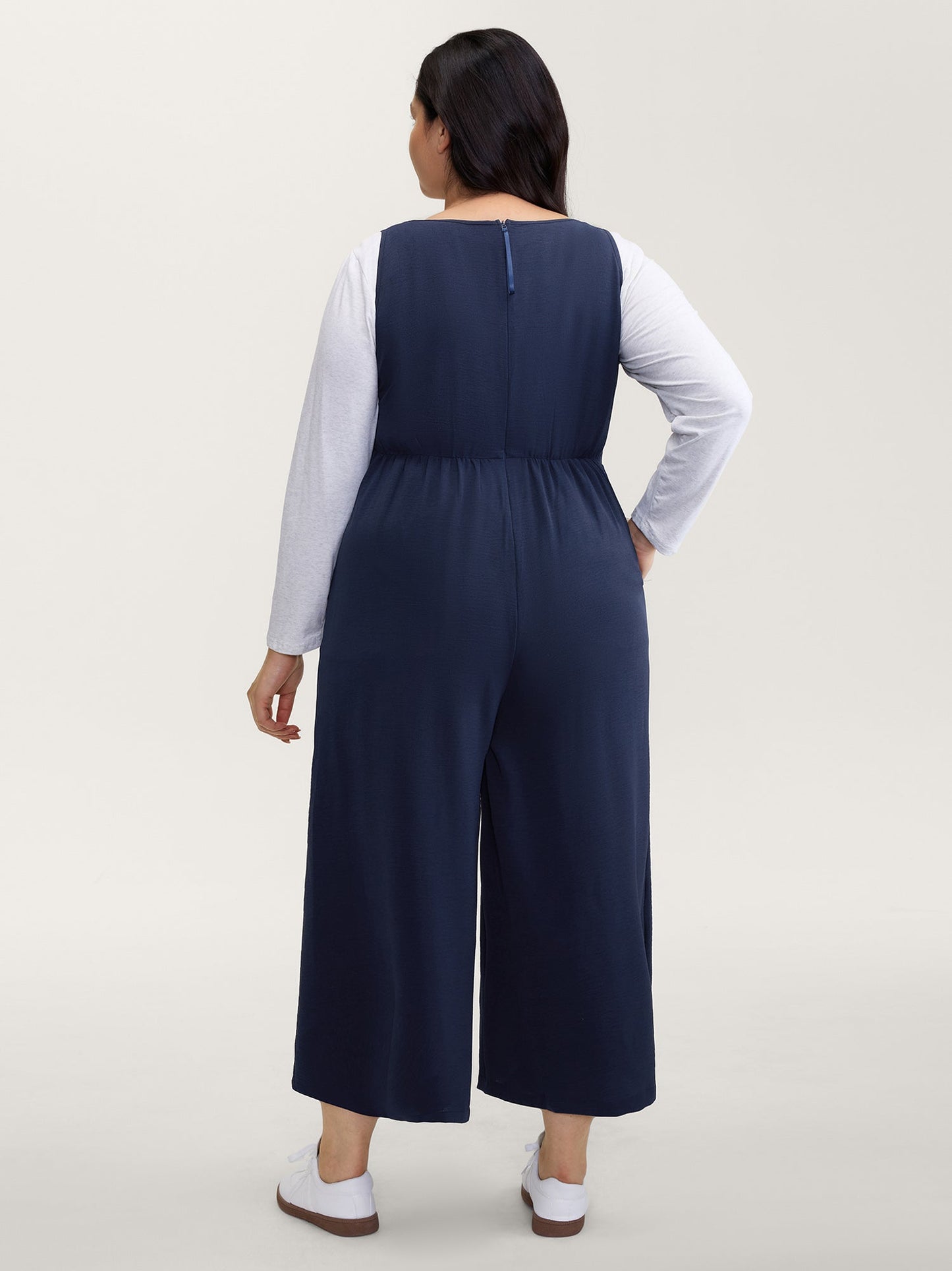 Hidden Zipper Pockets Wide-Leg Jumpsuit