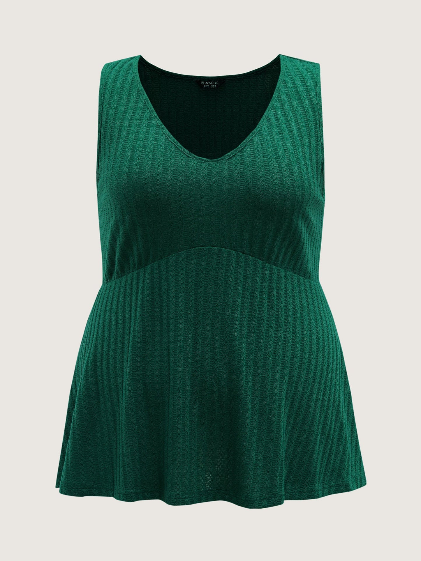Textured Knit V-Neck Cinched-Waist Tank Top