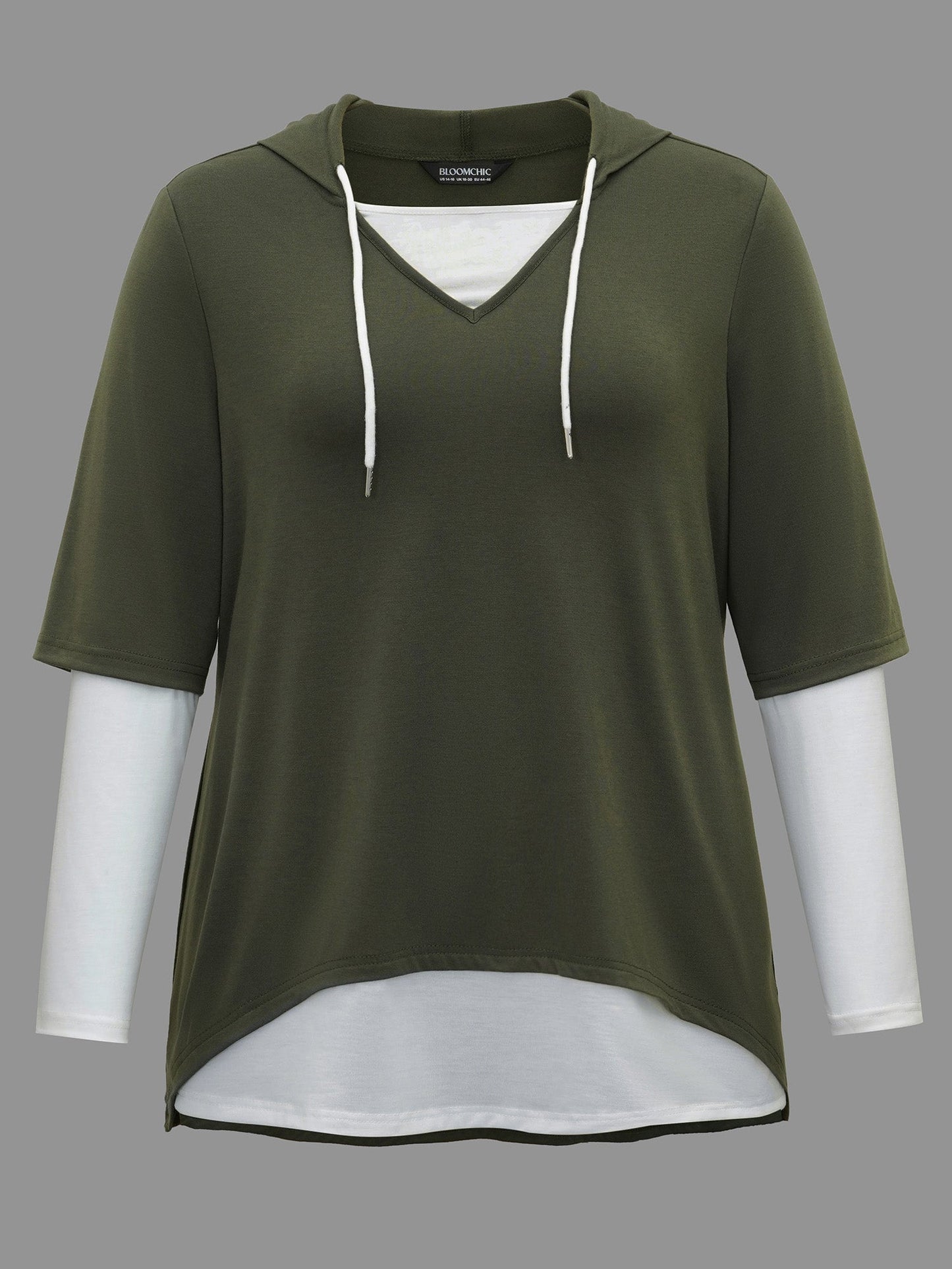 Color Contrast Combined Hoodie Shirt