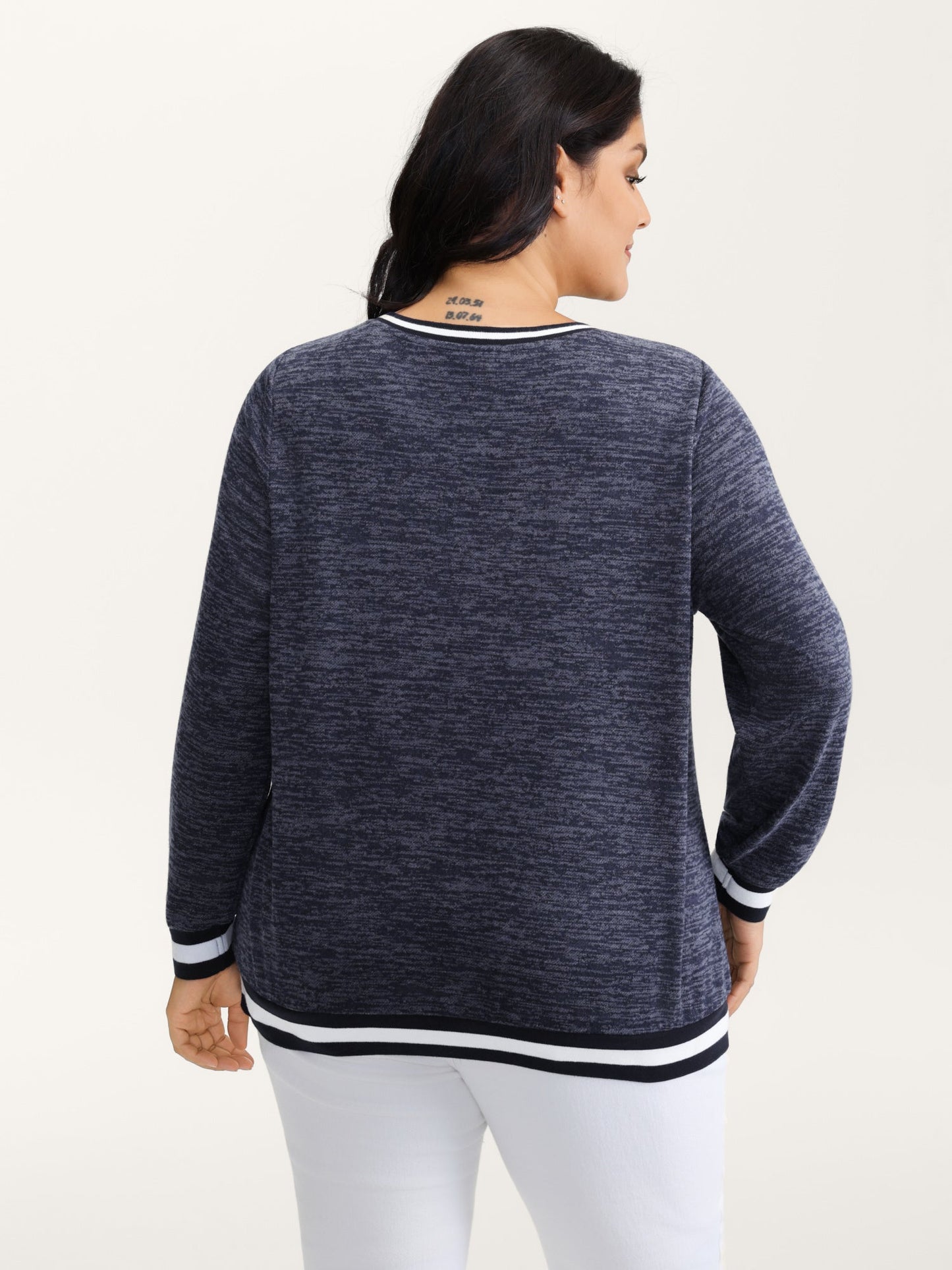 Contrast Hem V-Neck Sweatshirt