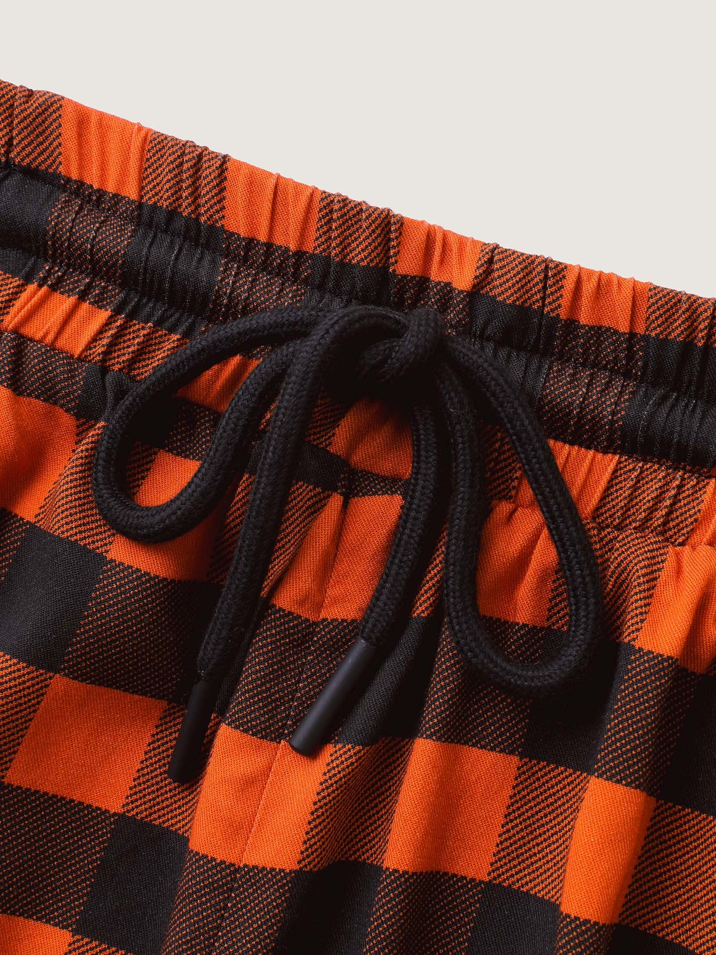 Stretchy Plaid Contrast Loungewear Set