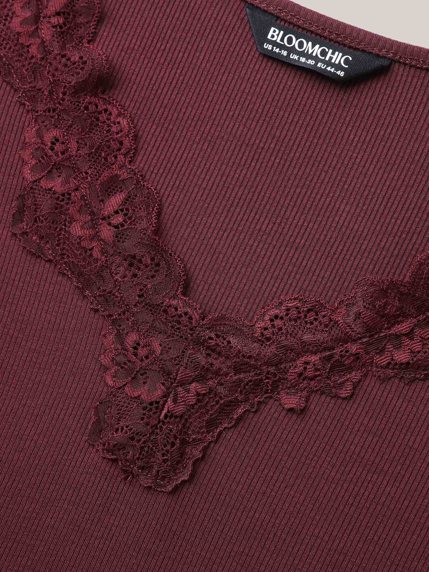 Lace V-Neck Fitted T-Shirt