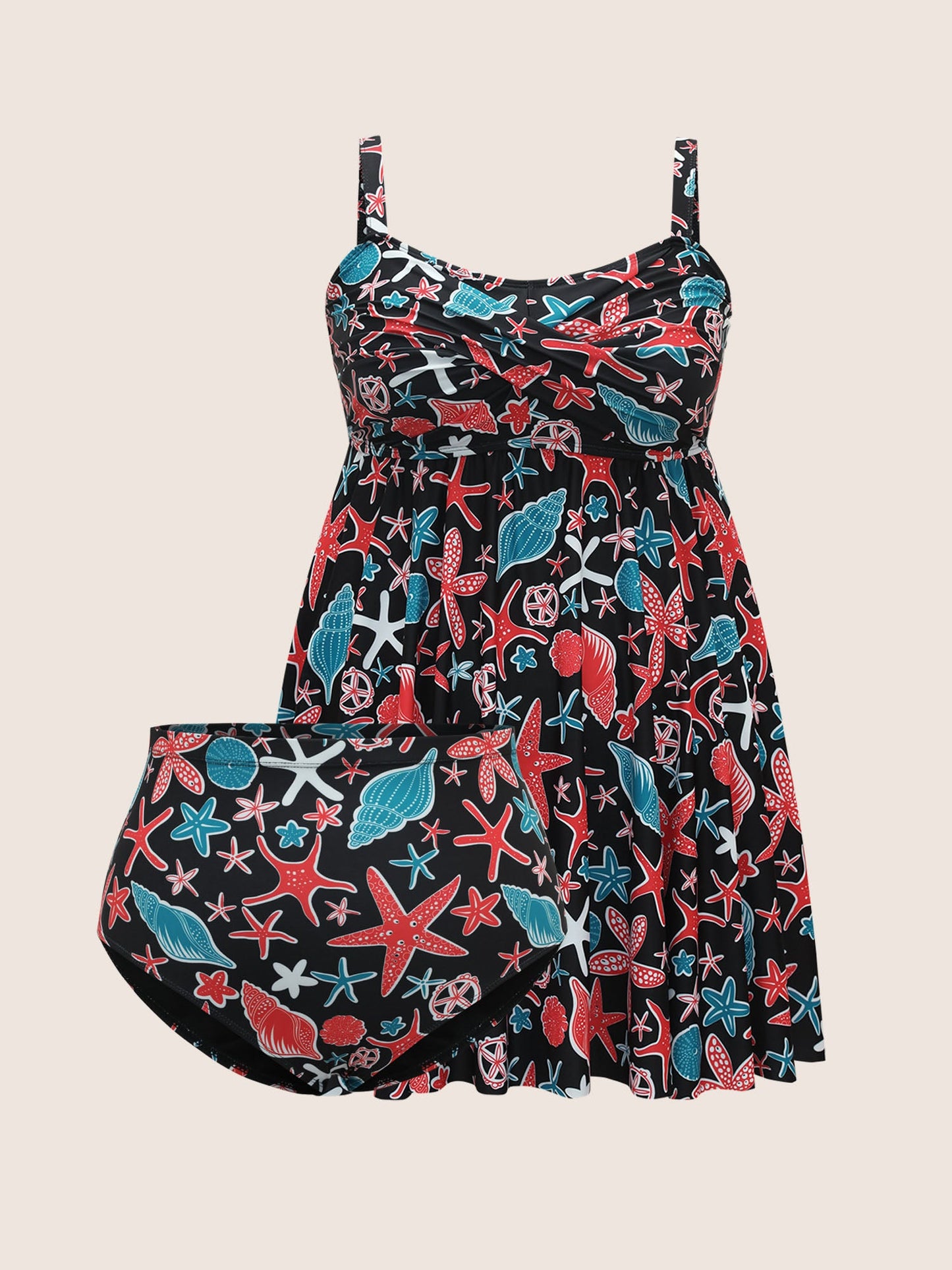 Marine Elements Twist Front Gathered Swim Dress