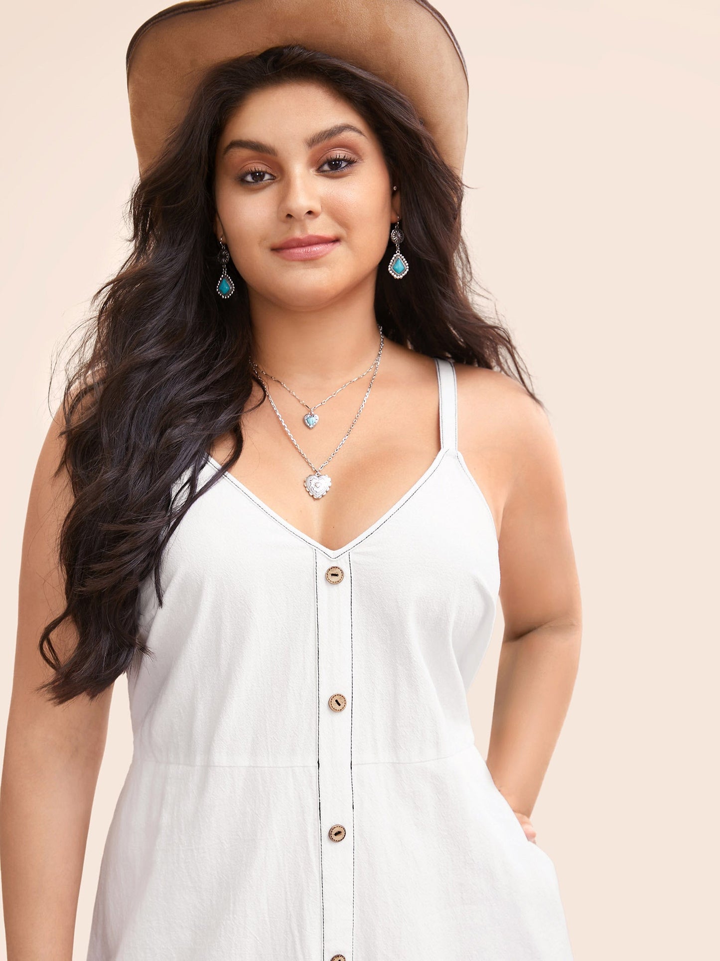 Hollow Front Button Detail Flare Maxi Dress