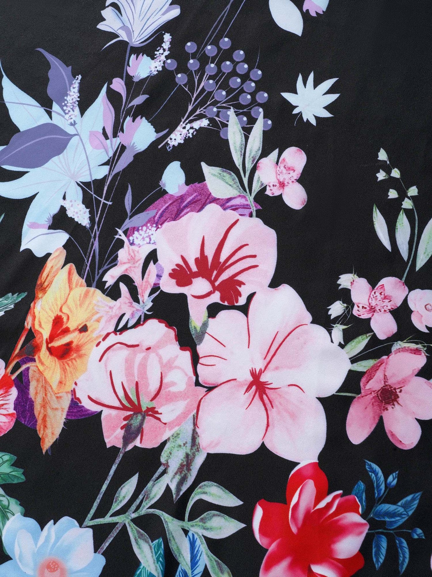 Overlap Collar Natural Flowers Gathered Swim Dress