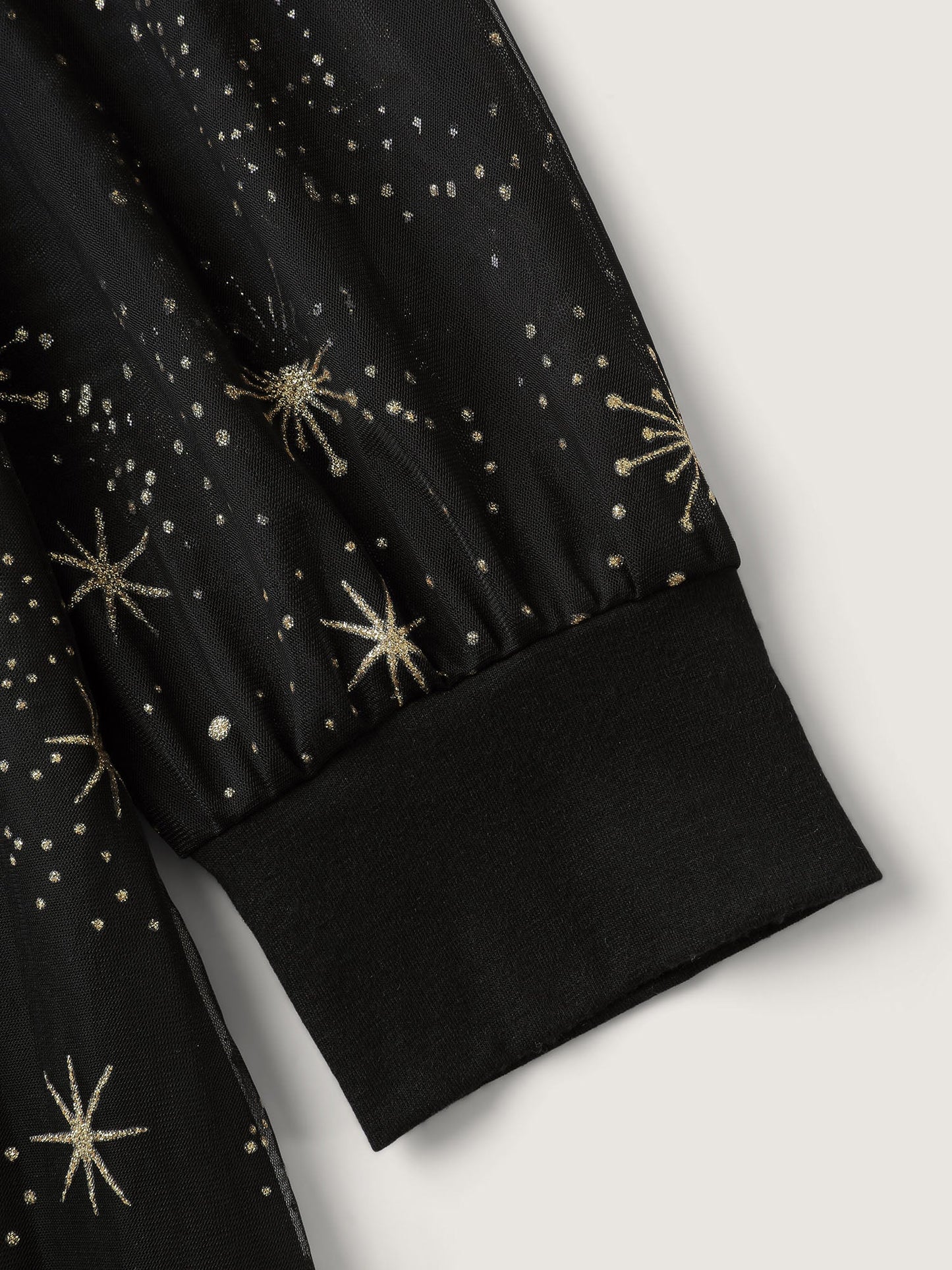 Star Moon Mesh Cinched-Waist Midi Dress