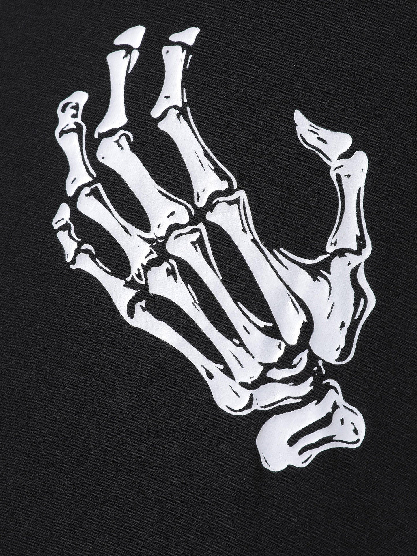 Skeleton Hands Print Cut-Out Solid T-Shirt