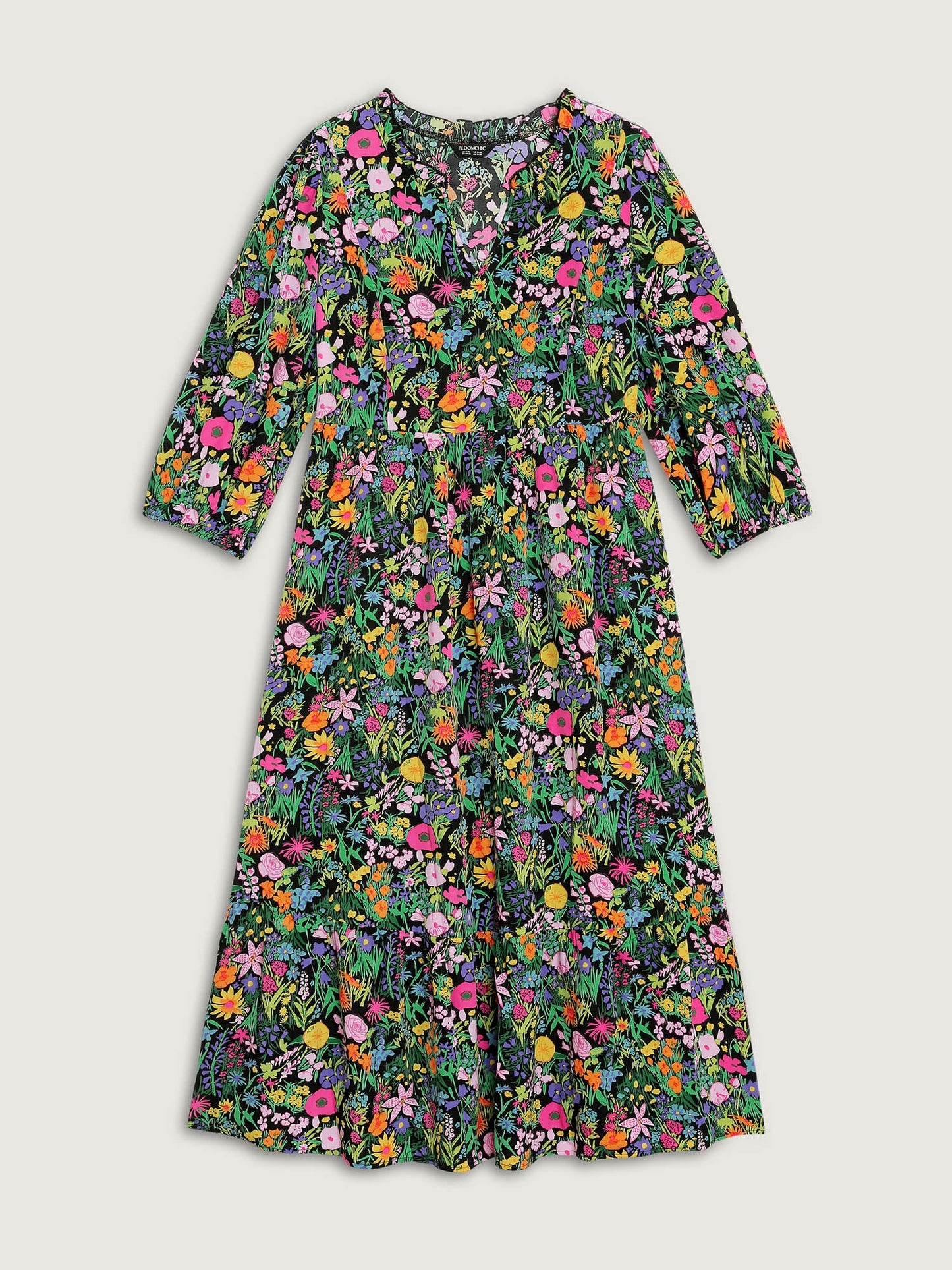 Floral Print Pockets Flowy Maxi Dress