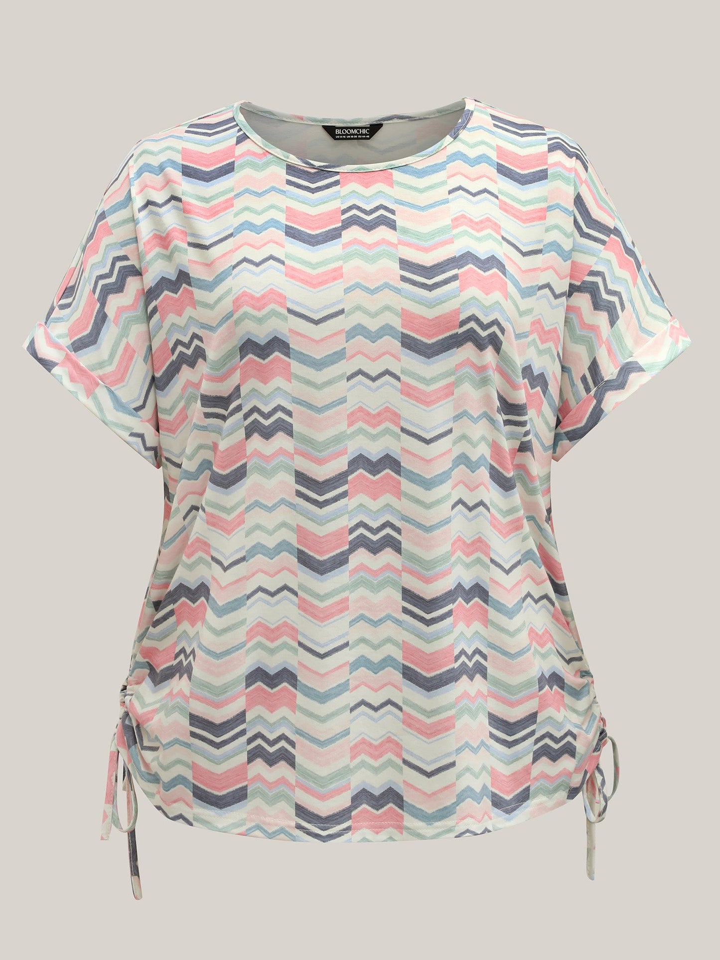 Stretchy Geometric Print Curvy Knit Top