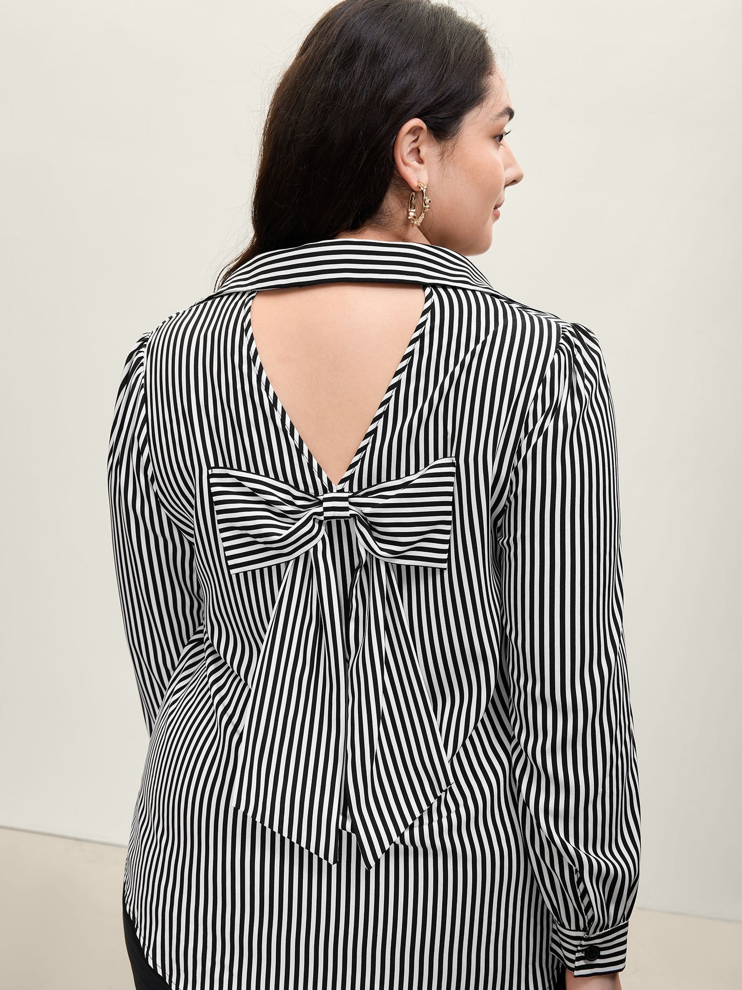 Striped Bow-Tie Button-Down Shirt