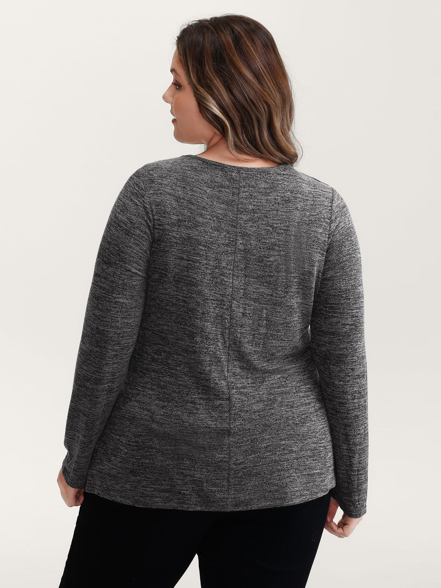 Heather Metal Detail Ruched T-Shirt