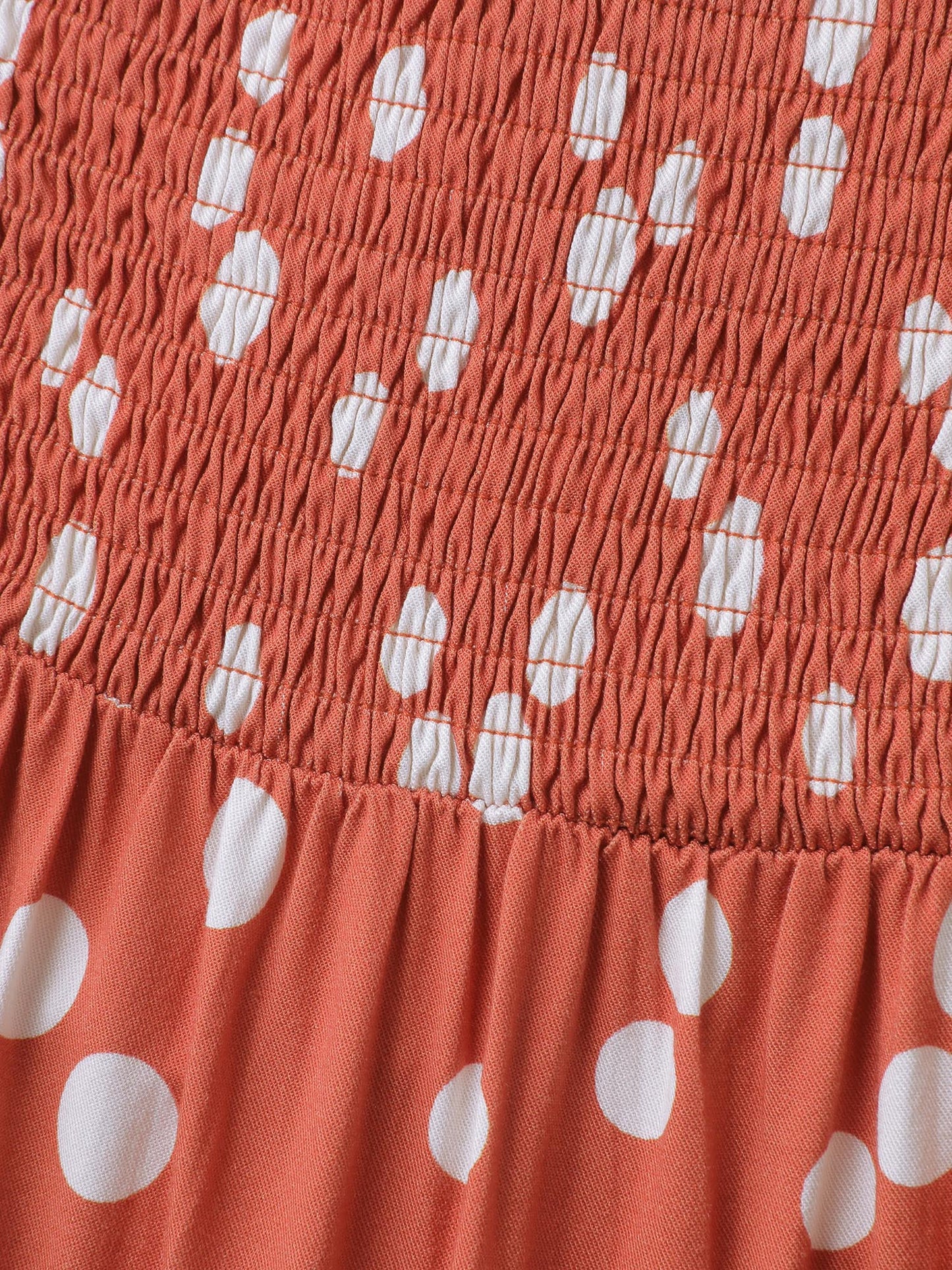 Polka Dots Gathered Bust Pockets Midi Dress