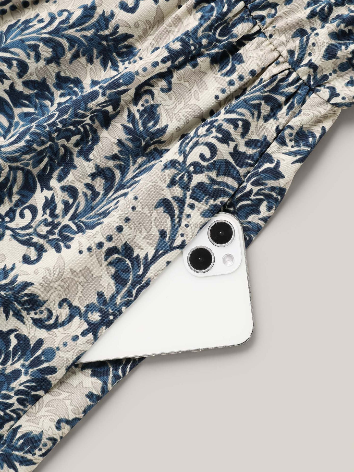Ornate Print Curvy Hem Tied Maxi Dress