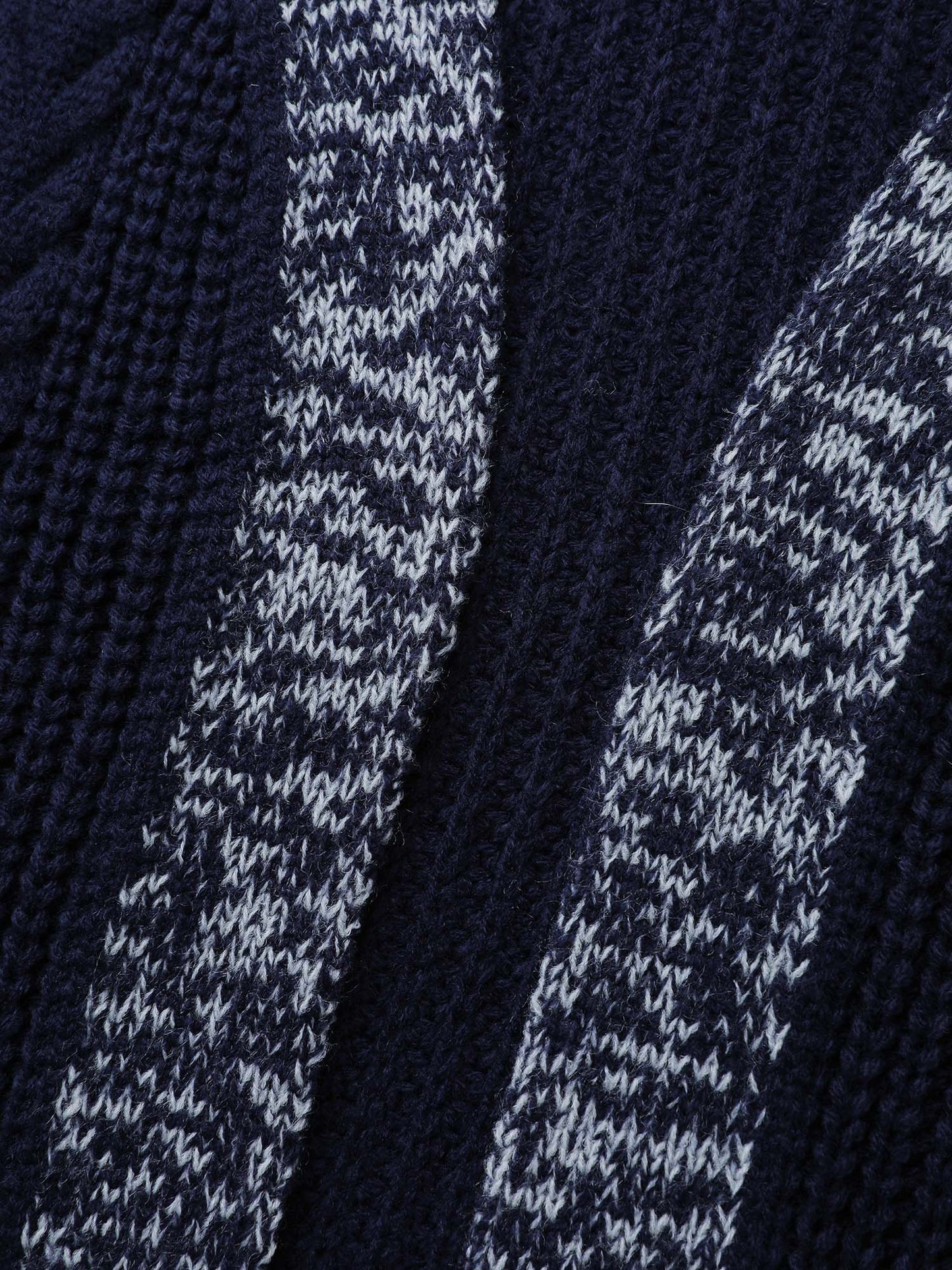 Mixed-Yarn Color Contrast Pockets Knit Cardigan
