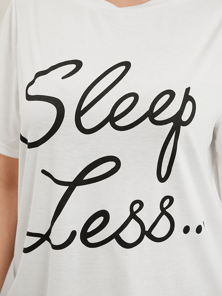 Round Neck Letters Print Solid Loungewear