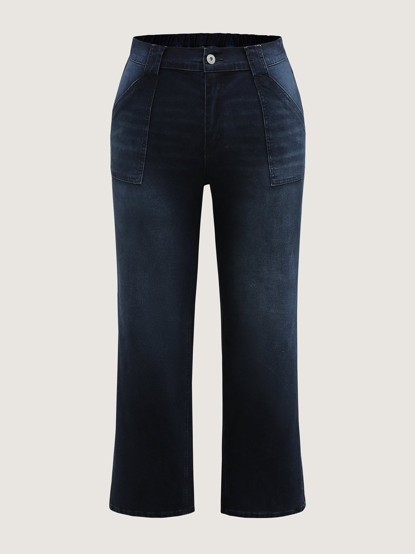 Supersoft Front Pockets Straight-Leg Mid-Rise Jeans