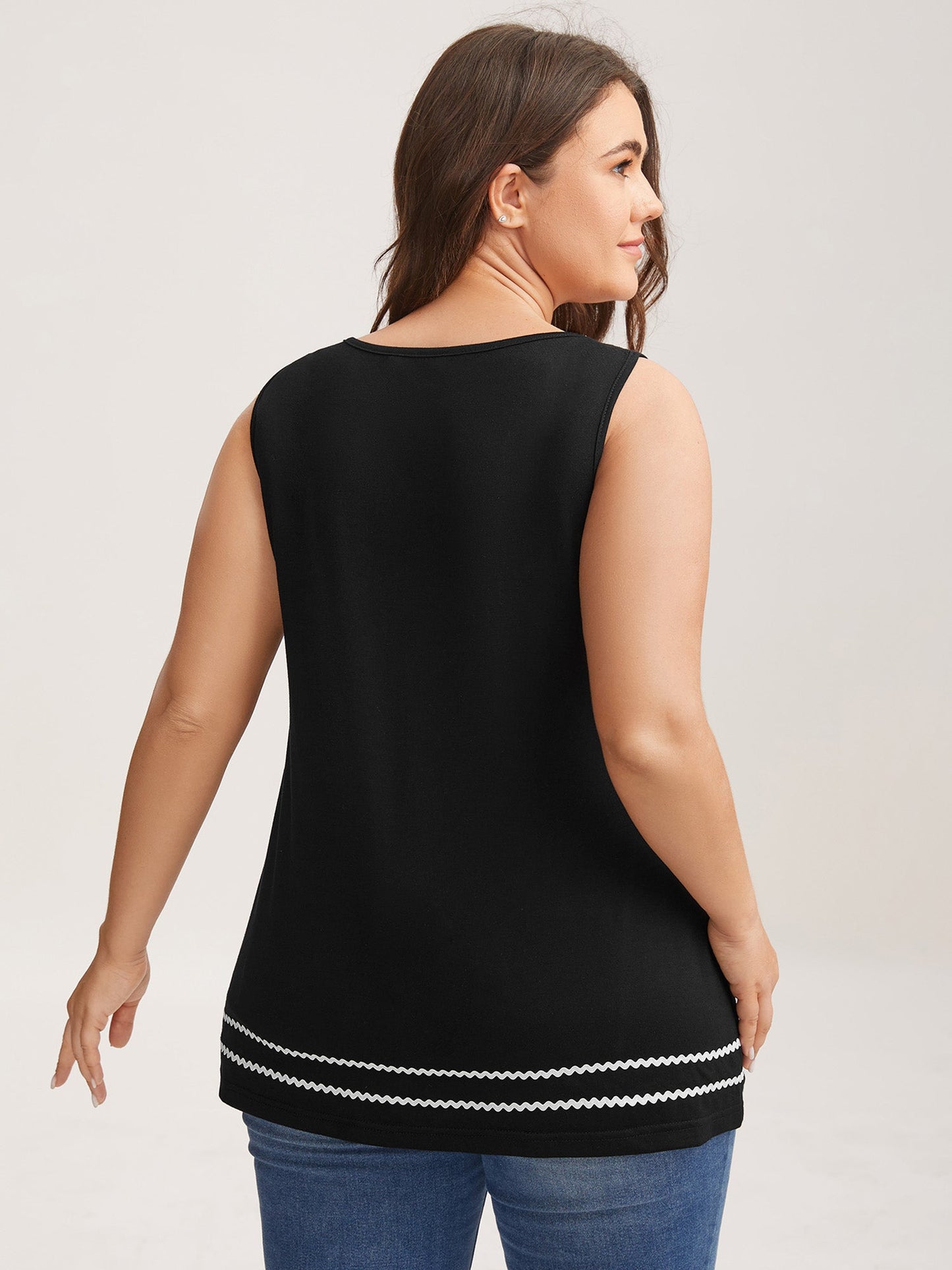 Stretchy Webbed Split Neck Tank Top