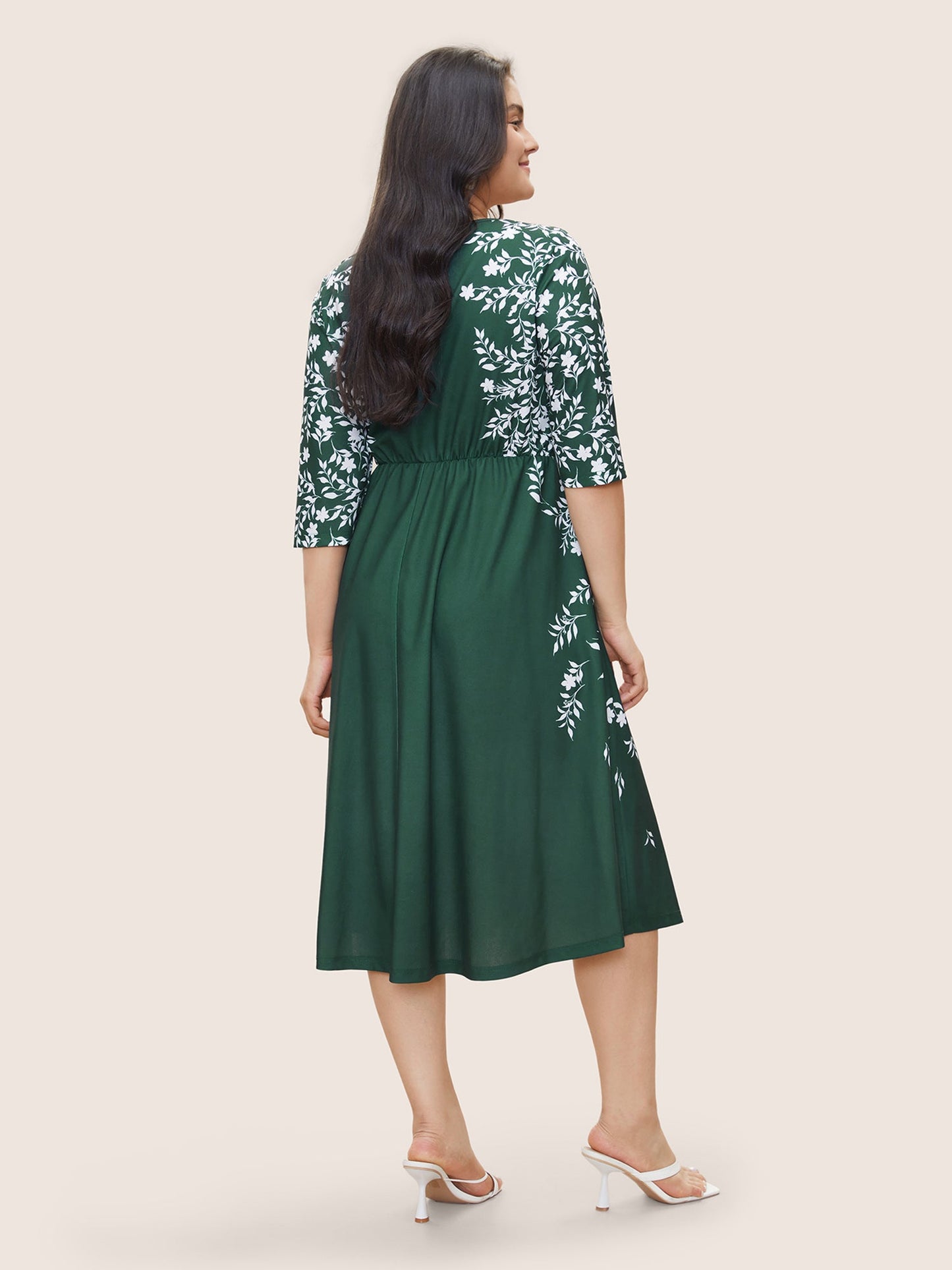 Silhouette Floral Print Pocket Elastic Waist Dress