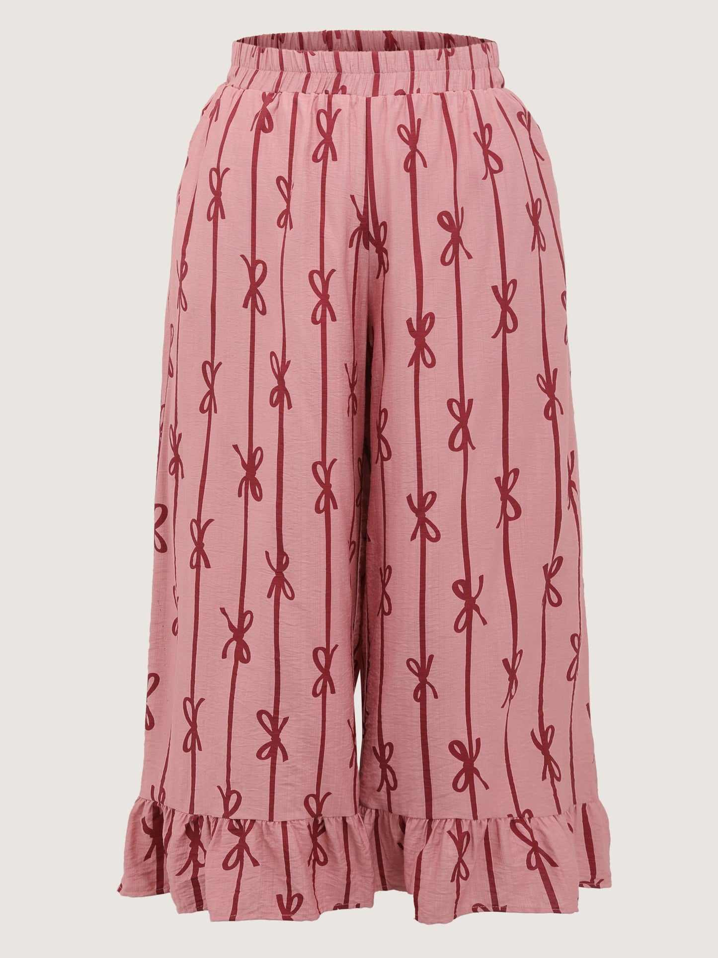 Bowknot Stripes Wide-Leg Lounge Bottoms