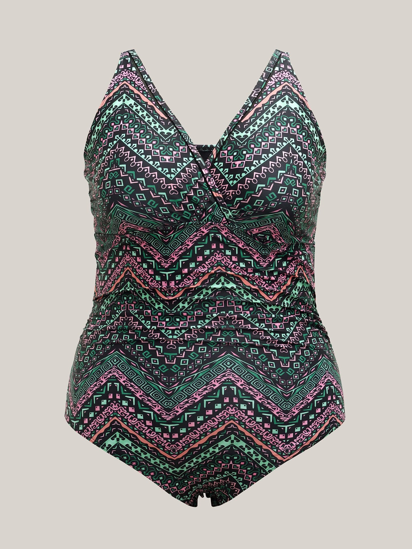 Boho Print Webbed Ruched One-Piece Swimsuit