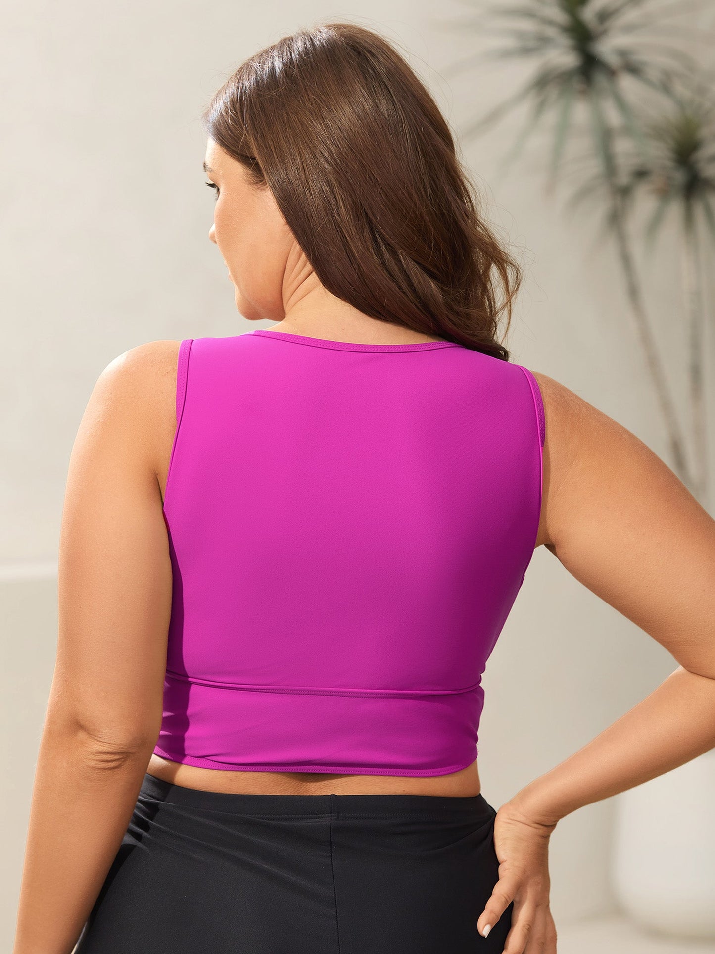 Glide Lock Zipper Color Block Swim Top