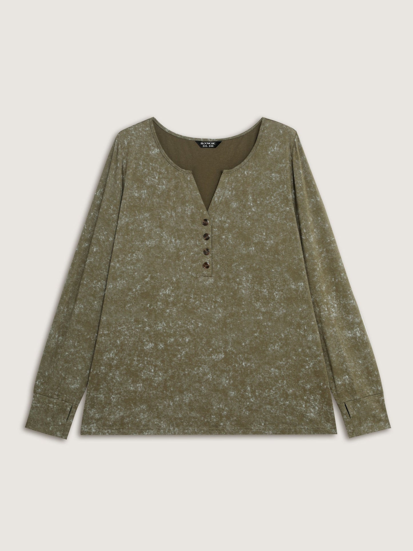 Snowflake Effect Button Detail T-Shirt