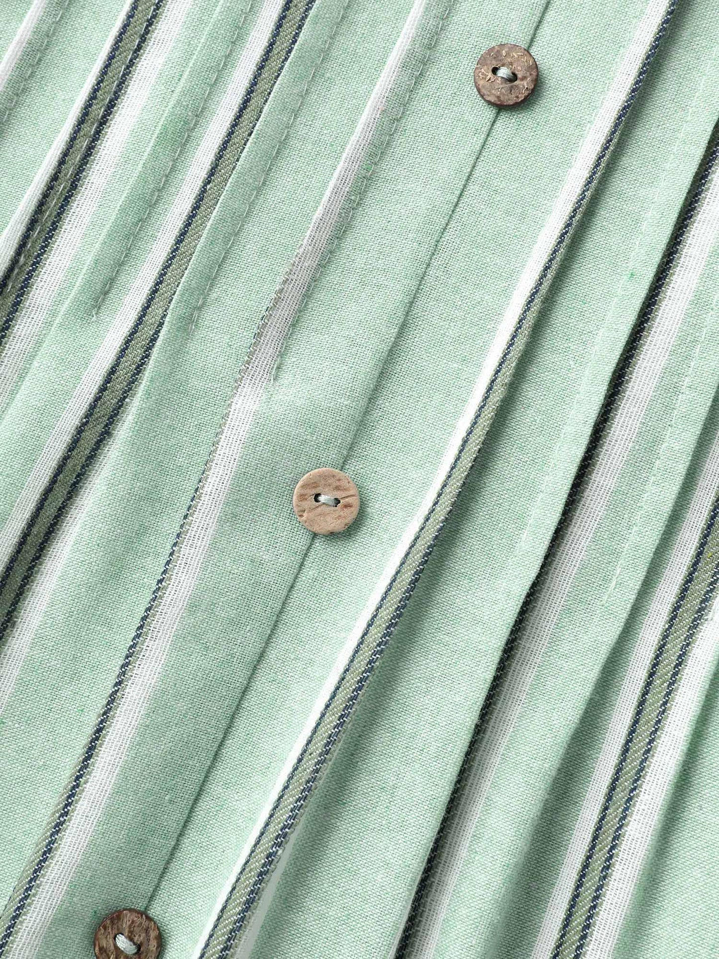 Pleated Front Stripes Pockets Midi Dress