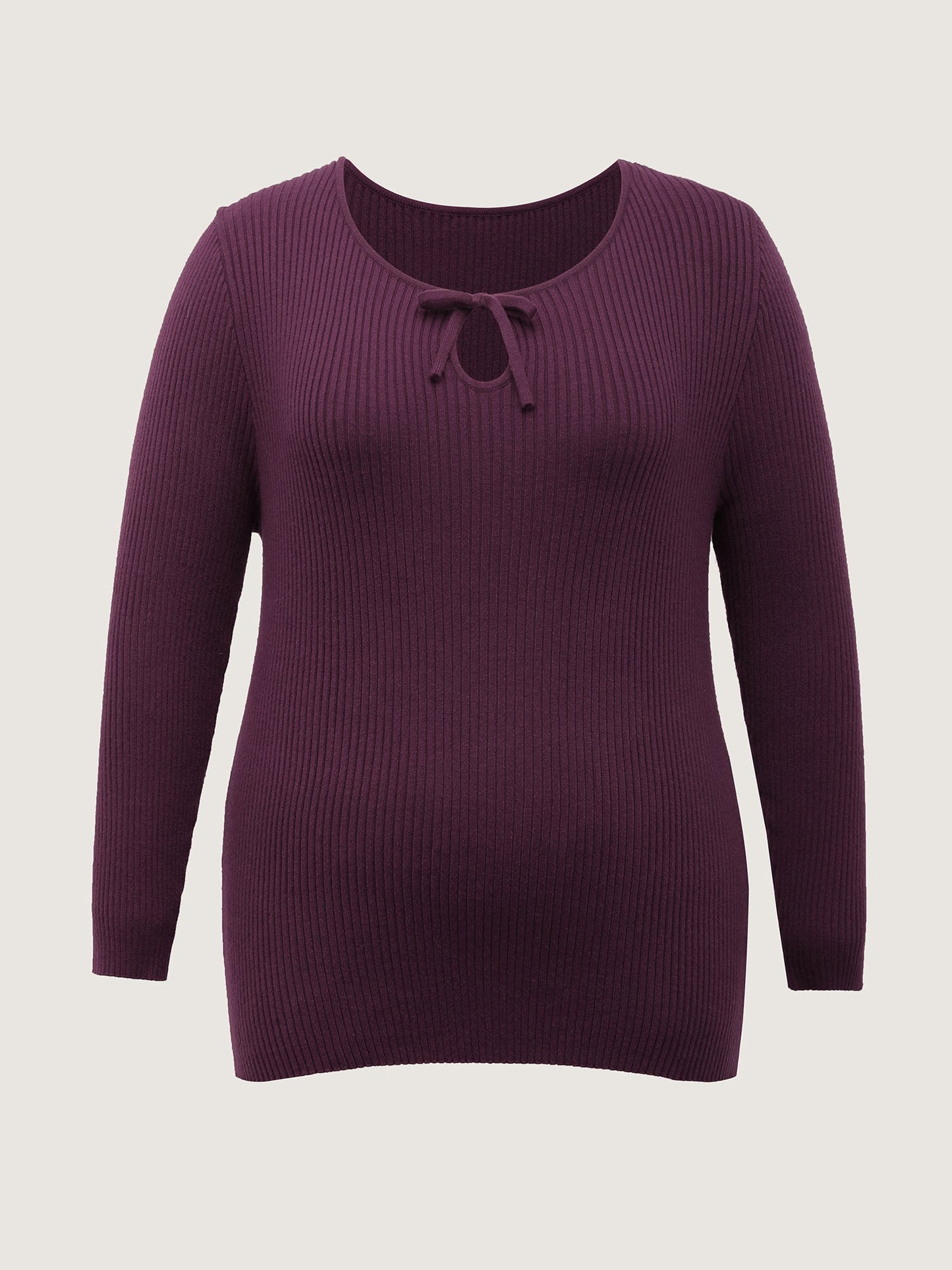 Textured Cut-Out Neckline Fitted Pullover