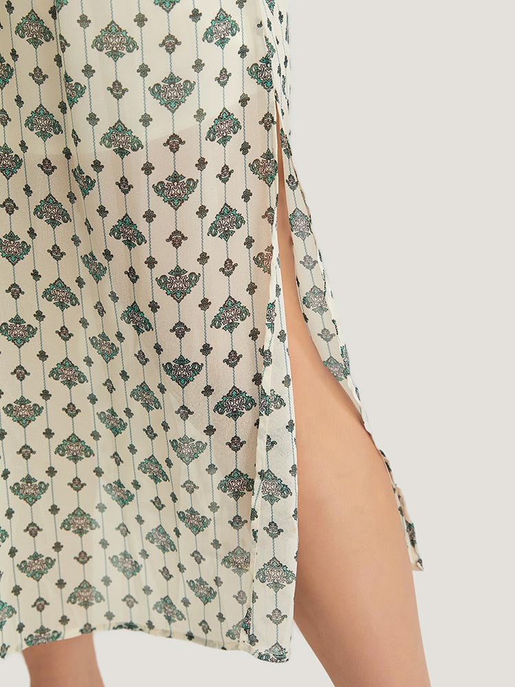 Bandana Dolman Sleeve Pocket Cold Shoulder Split Dress